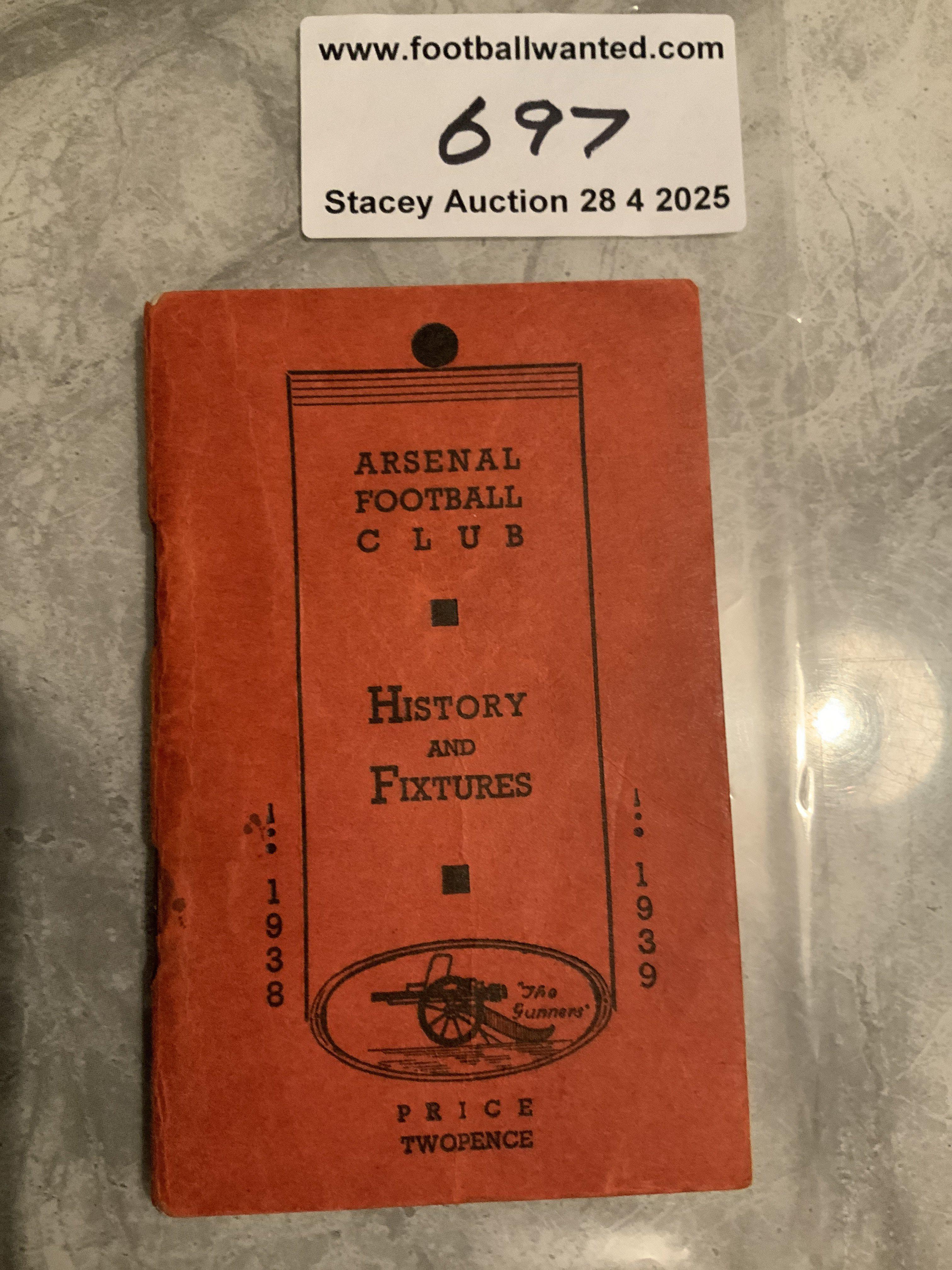38/39 Arsenal Football Handbook: 160 page very good condition handbook.