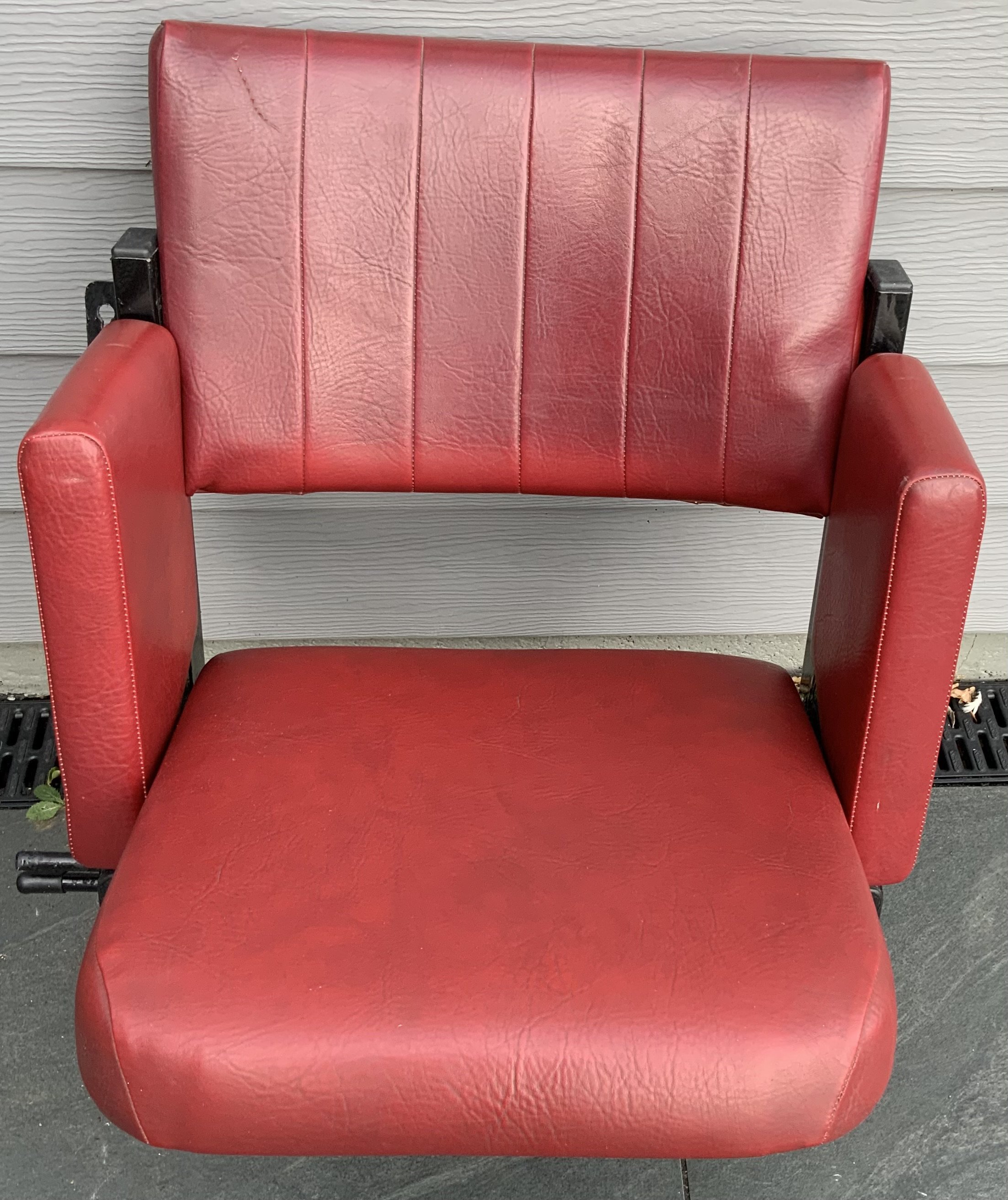 West Ham Upton Park Directors Box Seat: Quality padded front and backed claret chair removed from the Boleyn Ground after its demise in 2016. Would just simply need attaching to something at rear with all metalwork still intact.