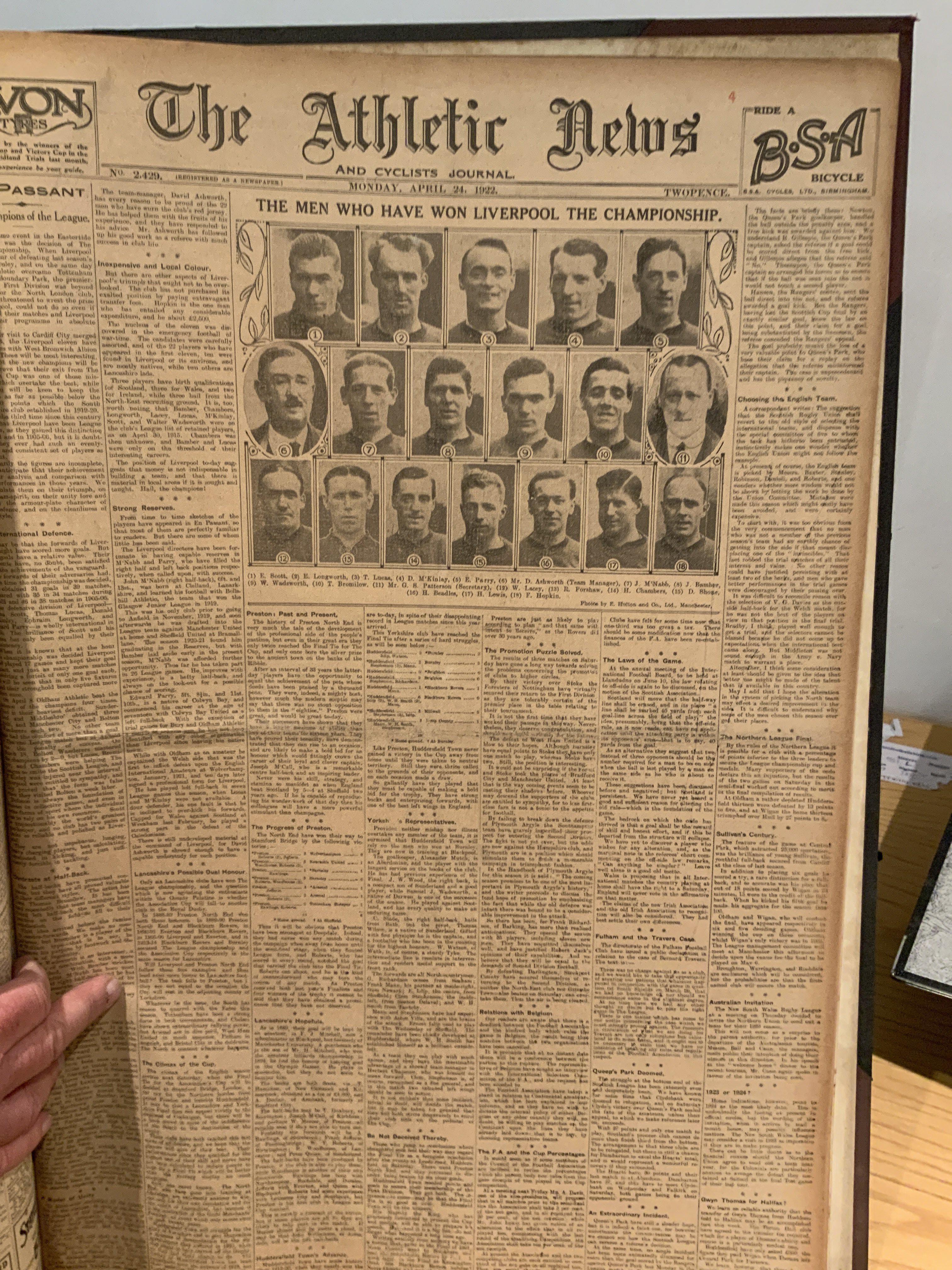 1921 - 1922 Athletic News Bound Volume Of Sport Magazines: From May 1921 to May 1922 and we believe this is a complete run of the weekly newspaper. Every volume covers football and other sports in the First World War. Includes Liverpool winning the league and Preston v Huddersfield FA Cup final 1922.
