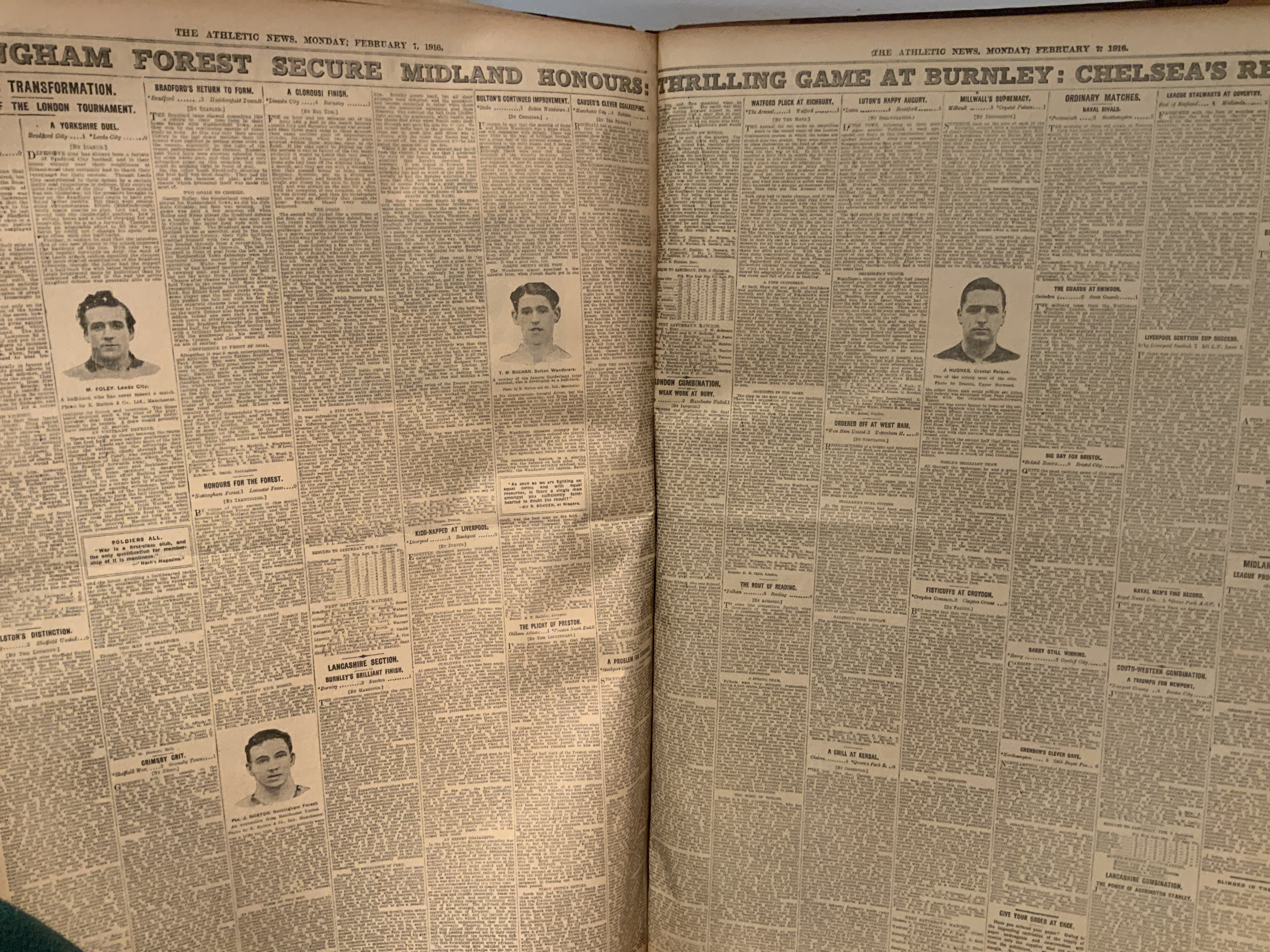 1915 - 1916 Athletic News Bound Volume Of Sport Magazines: From May 1915 to May 1916 and we believe this is a complete run of the weekly newspaper. Every volume covers football and other sports in the First World War.