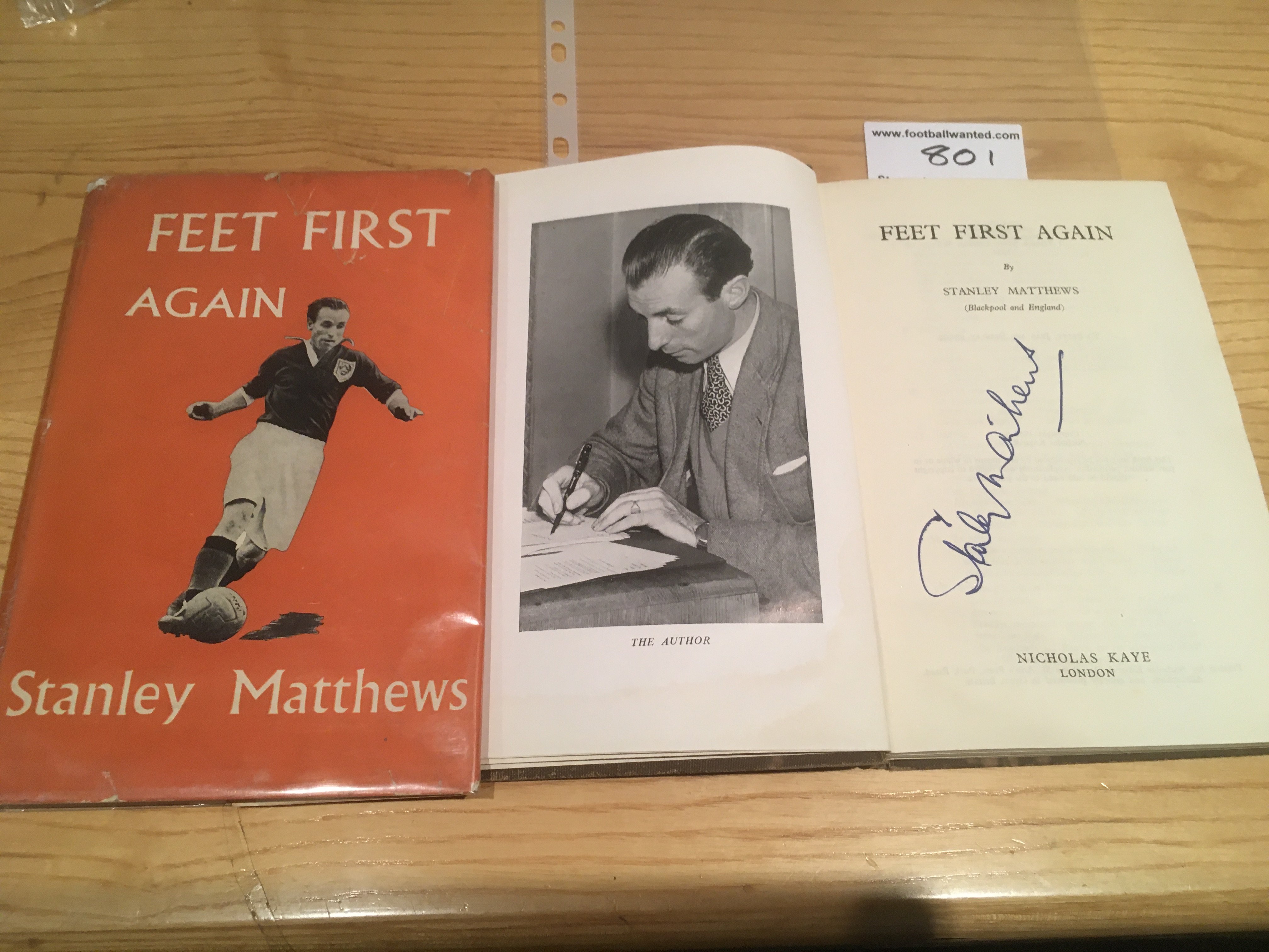 Stanley Matthews Signed Football Book: Feet First Again 1952 signed inside without dedication by the England and Blackpool star. Good condition Nicholas Kaye book.