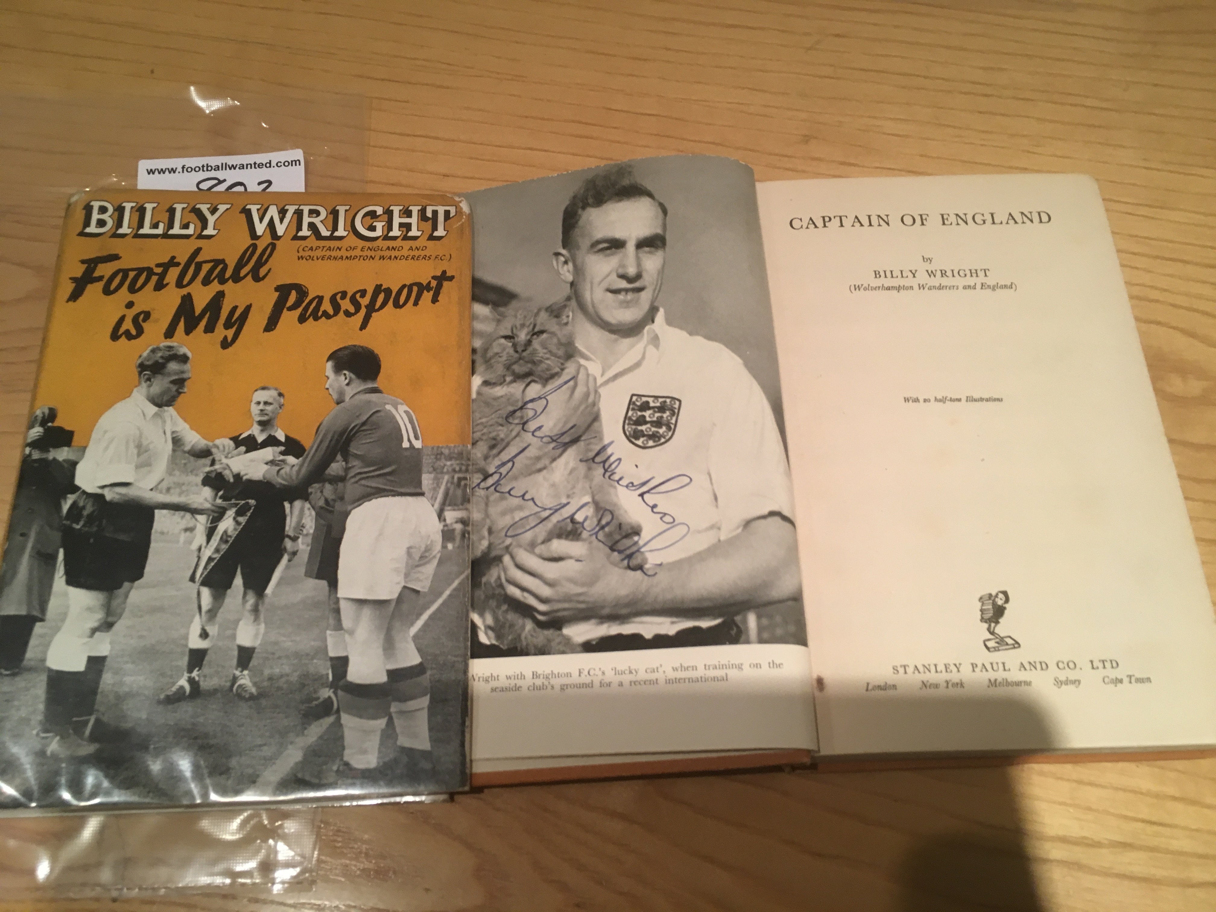 Billy Wright Signed Football Book: Football Is My Passport 1950 signed on photo inside without dedication by the England and Wolves star. Excellent condition Stanley Paul book.