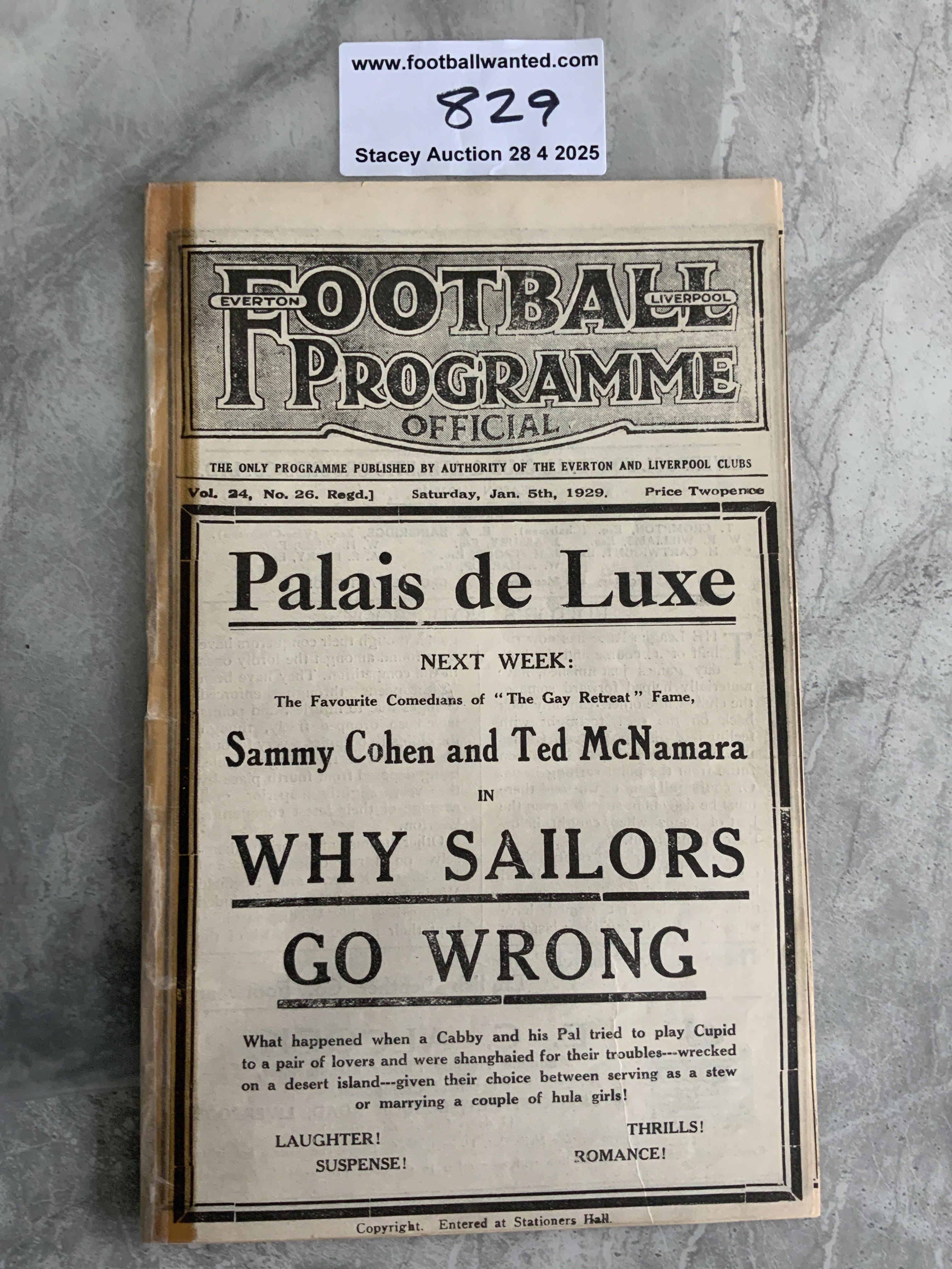 1928 - 1929 Liverpool v Aston Villa Football Programme: Fair condition First Division programme with one team change. Could possibly have been ex bound as it has celotape to spine.