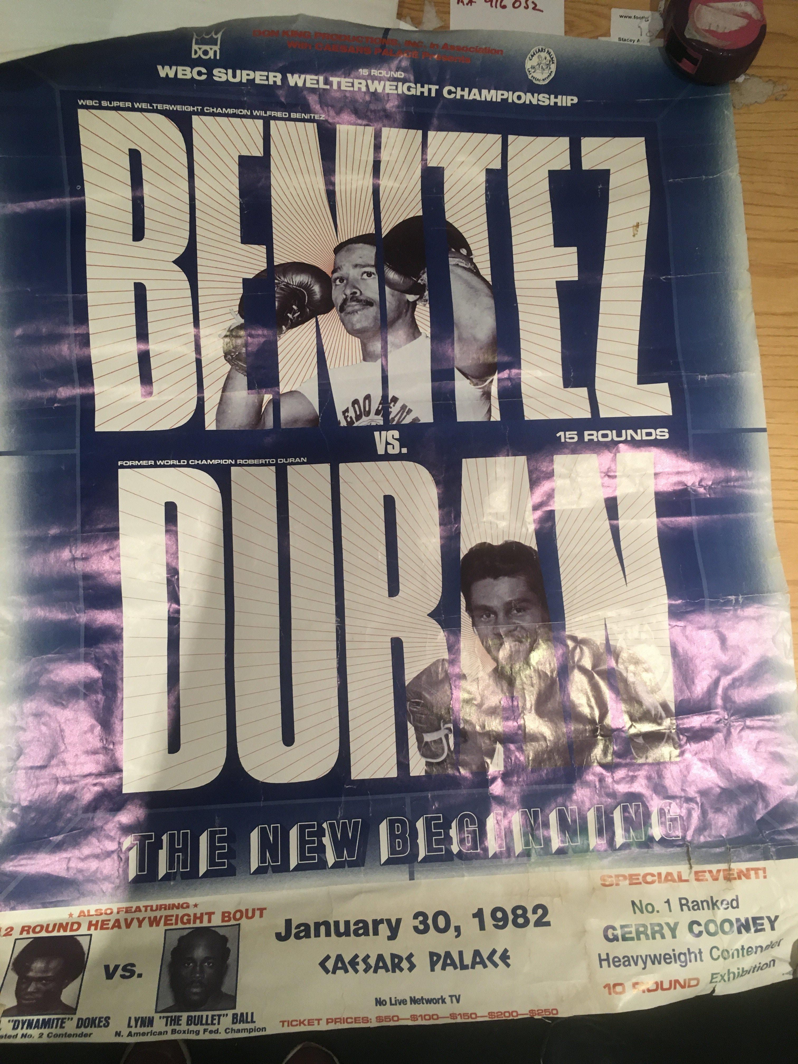 Benitez Boxing Advertising Posters: 1982 v Duran at Caesars Palace, 1981 V Hope at Caesars Palace plus v Palomino. Large posters in fair condition. (3)