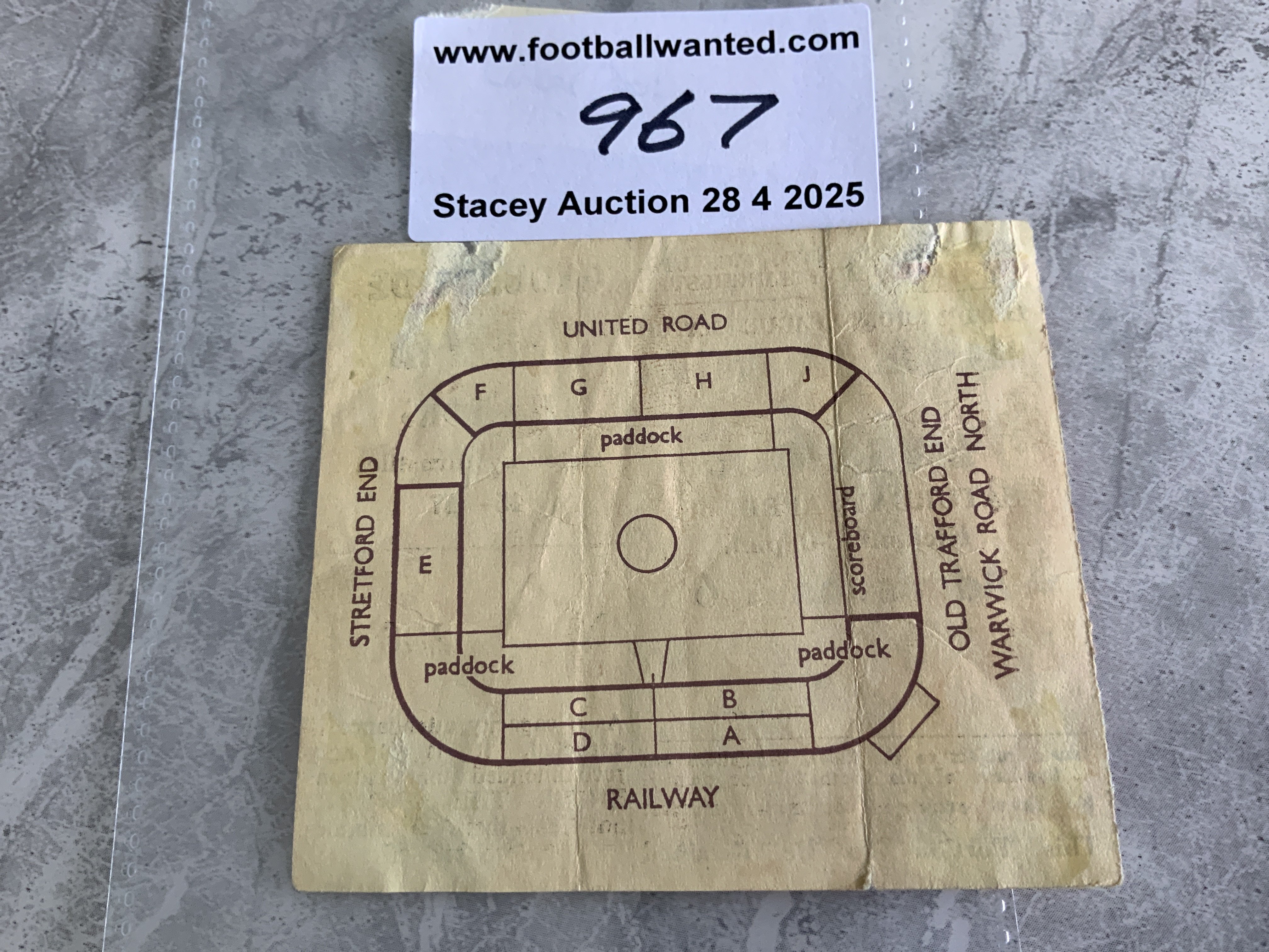 67/68 Manchester United v Liverpool Football Ticket: League match dated 6 4 1968 in good condition. Tiny scuffs to rear indicate possibly previously stuck down.