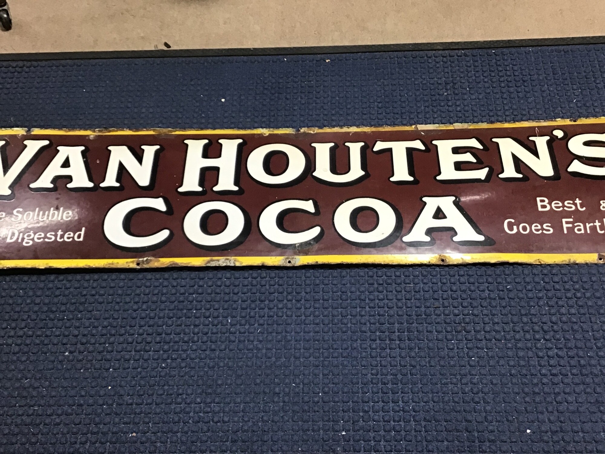 A Vintage enamel sign Van Houtens Cocoa 152x38cm