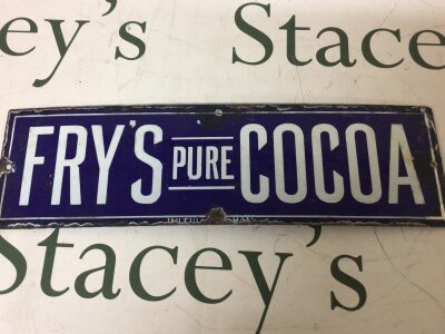 A Fry’s pure Cocoa small enamel sign.