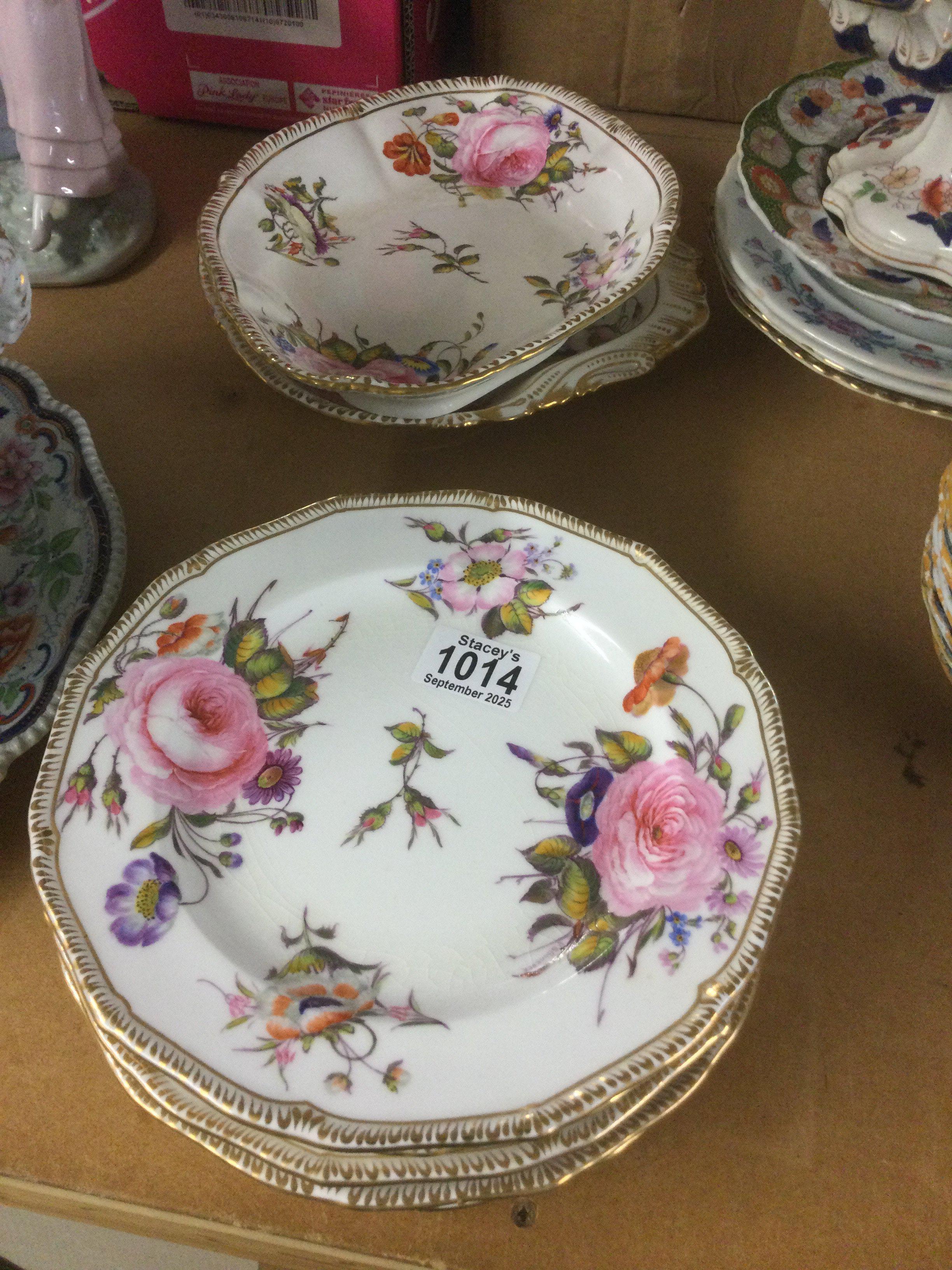 A collection of early Crown Derby dishes. Shipping category D.