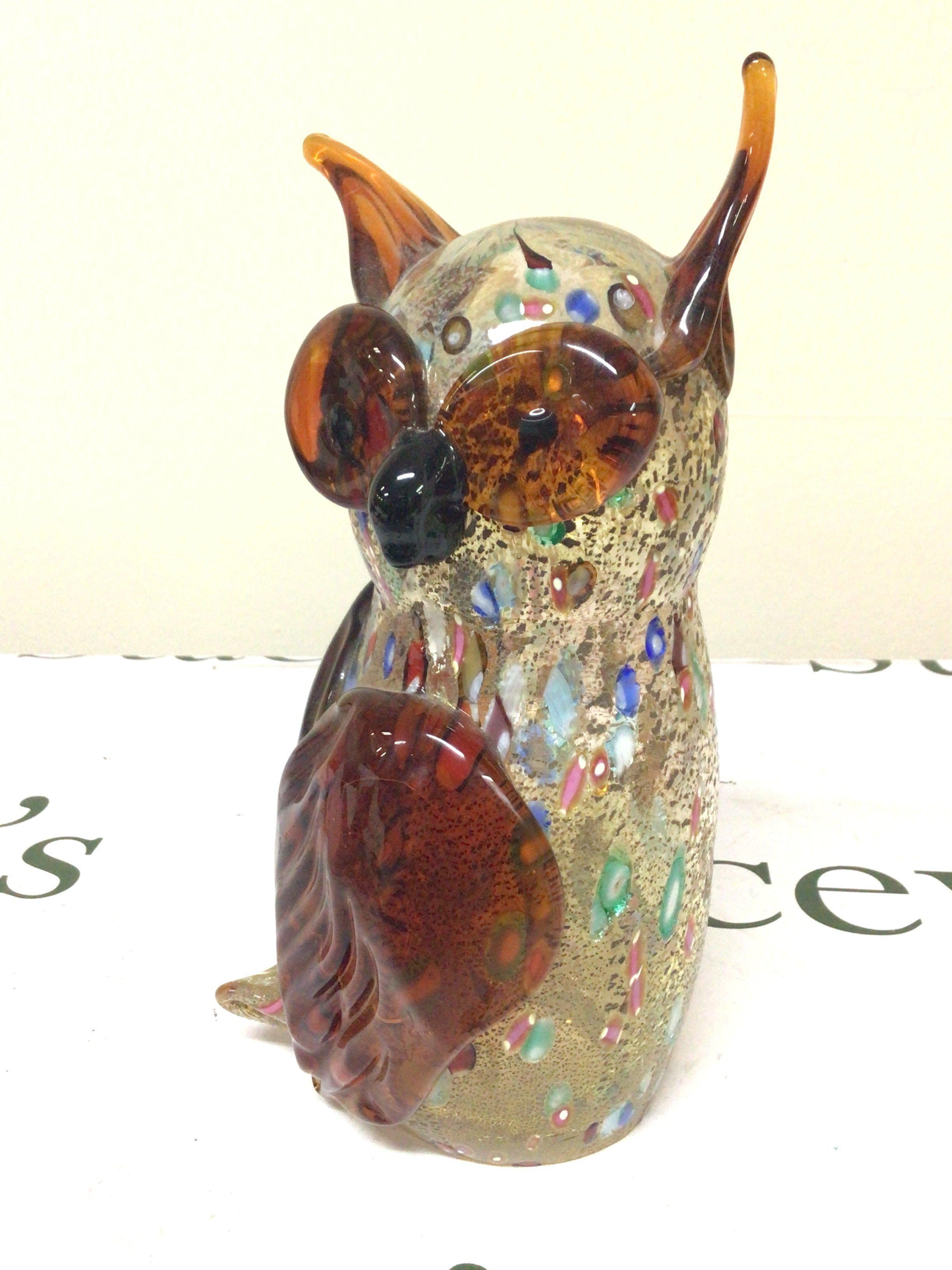 A 20th century Murano glass owl with a signed base. Murano 2005 Hight 24cm