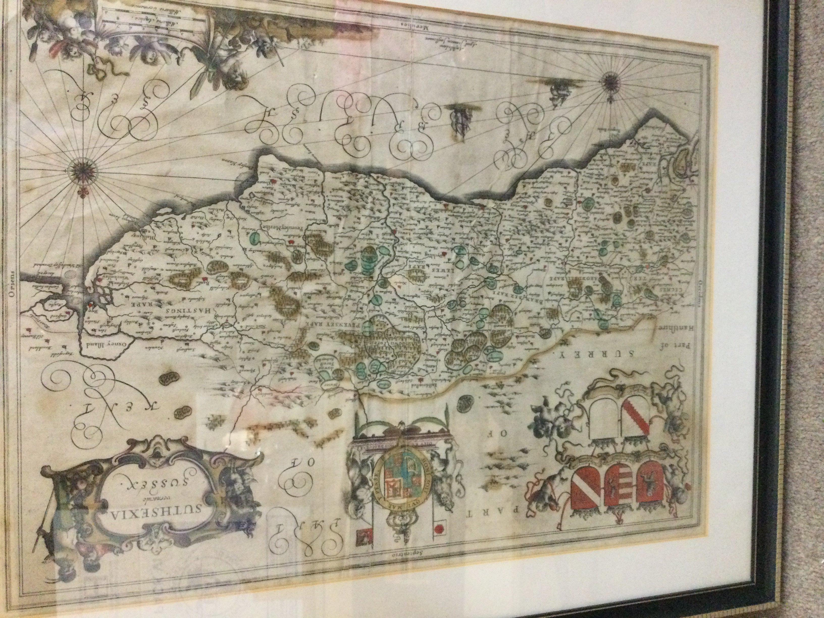 A collection of 10 framed 18th century and latter maps .