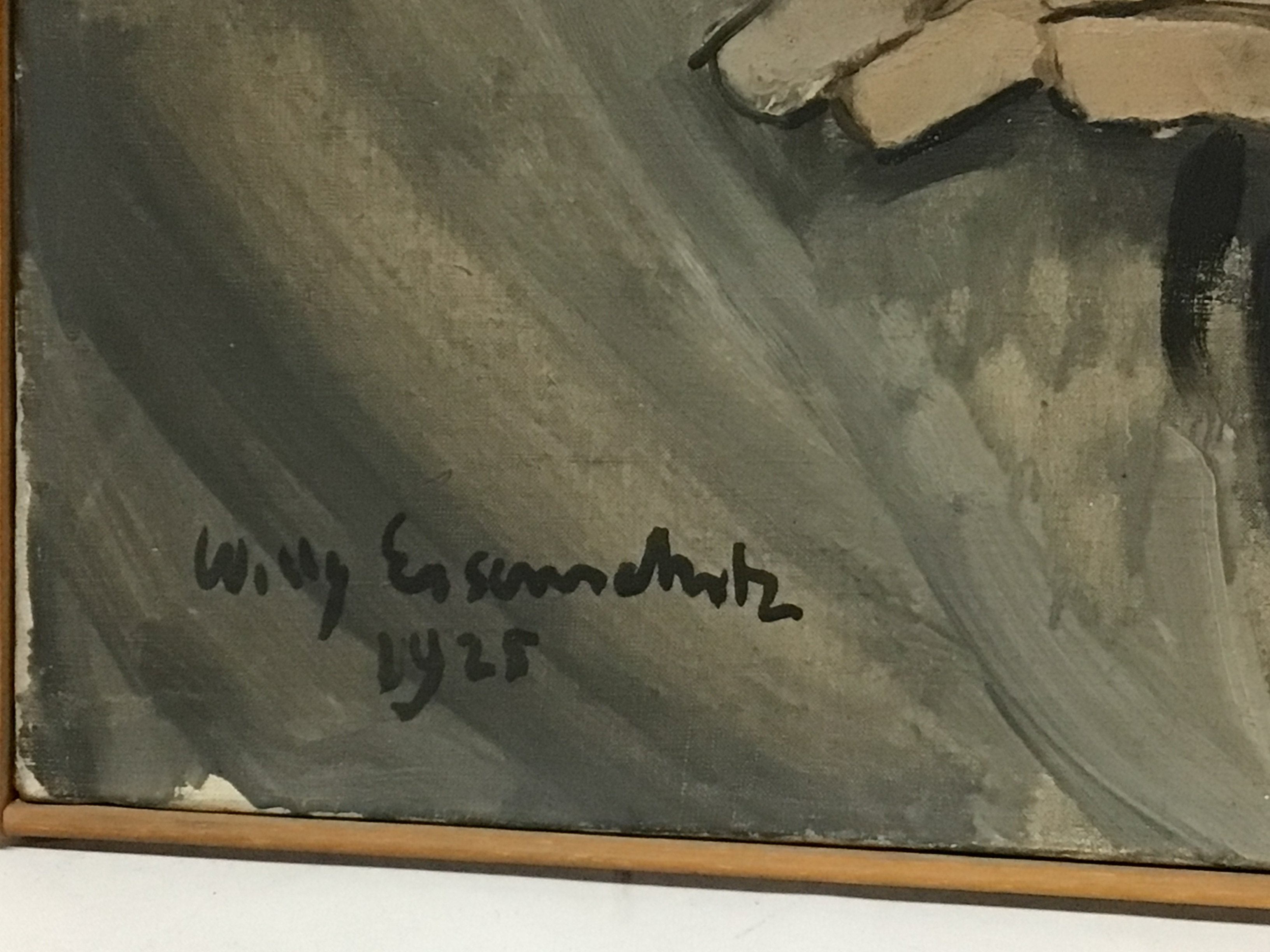 An unframed oil painting study of a Gentleman signed Willy Ed&#2013265929.tz (?) indistinctly signed. dated 1925 60x74cm- NO RESERVE