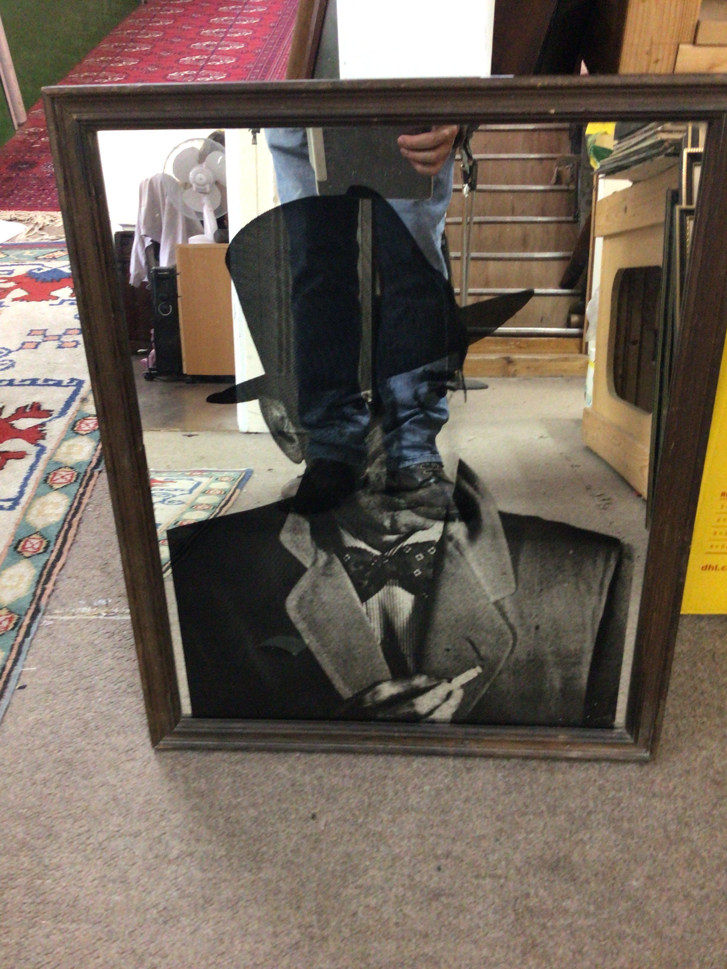 Humphrey bogart mirror picture in frame. Approx 47x57.
