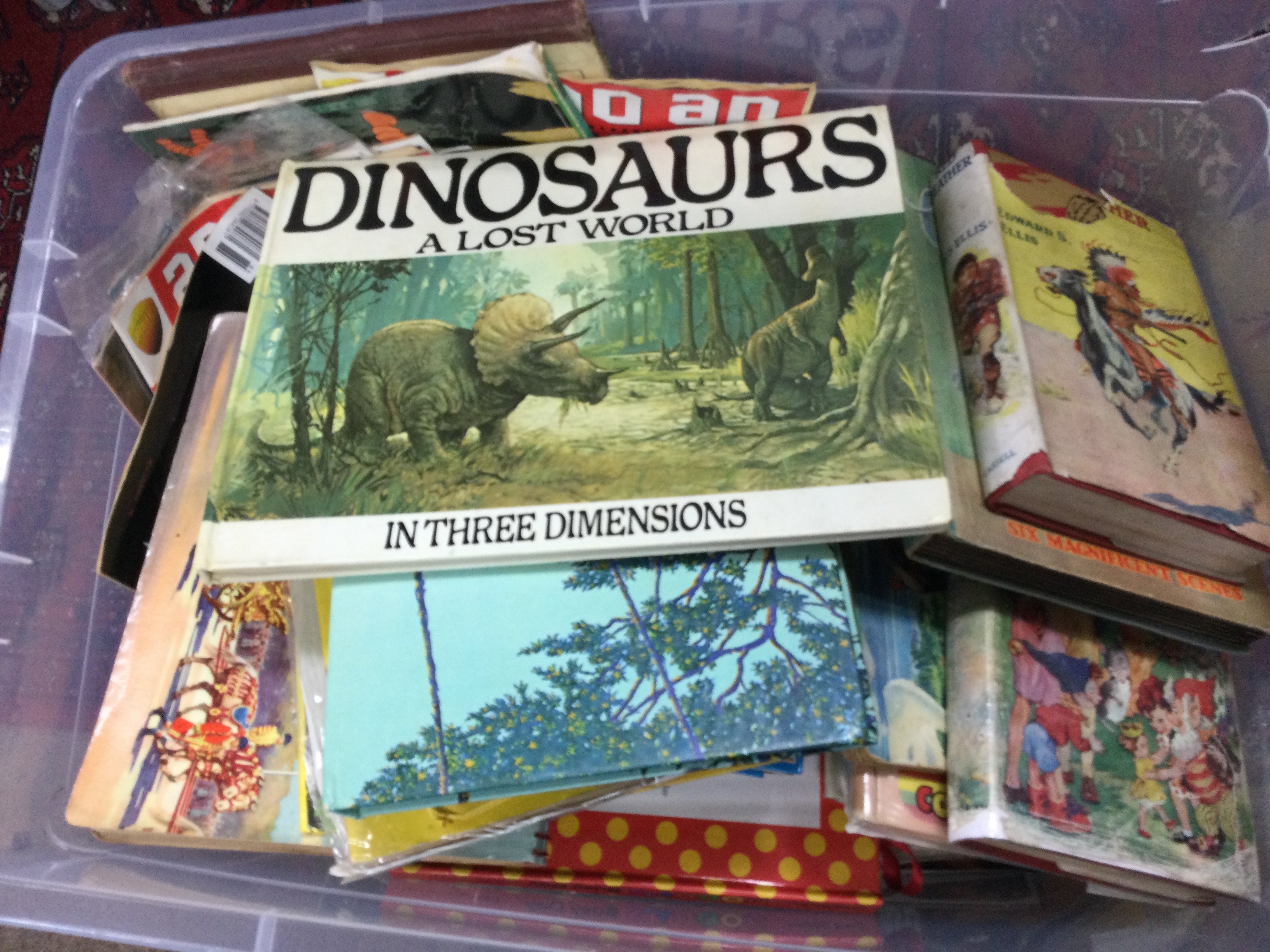 A large collection of vintage childrens books and magazines including Noddy, Enid Blyton, Slot machines on parade, StarBlazer, 2000 AD, little black sambo animated by Helen bannerman.