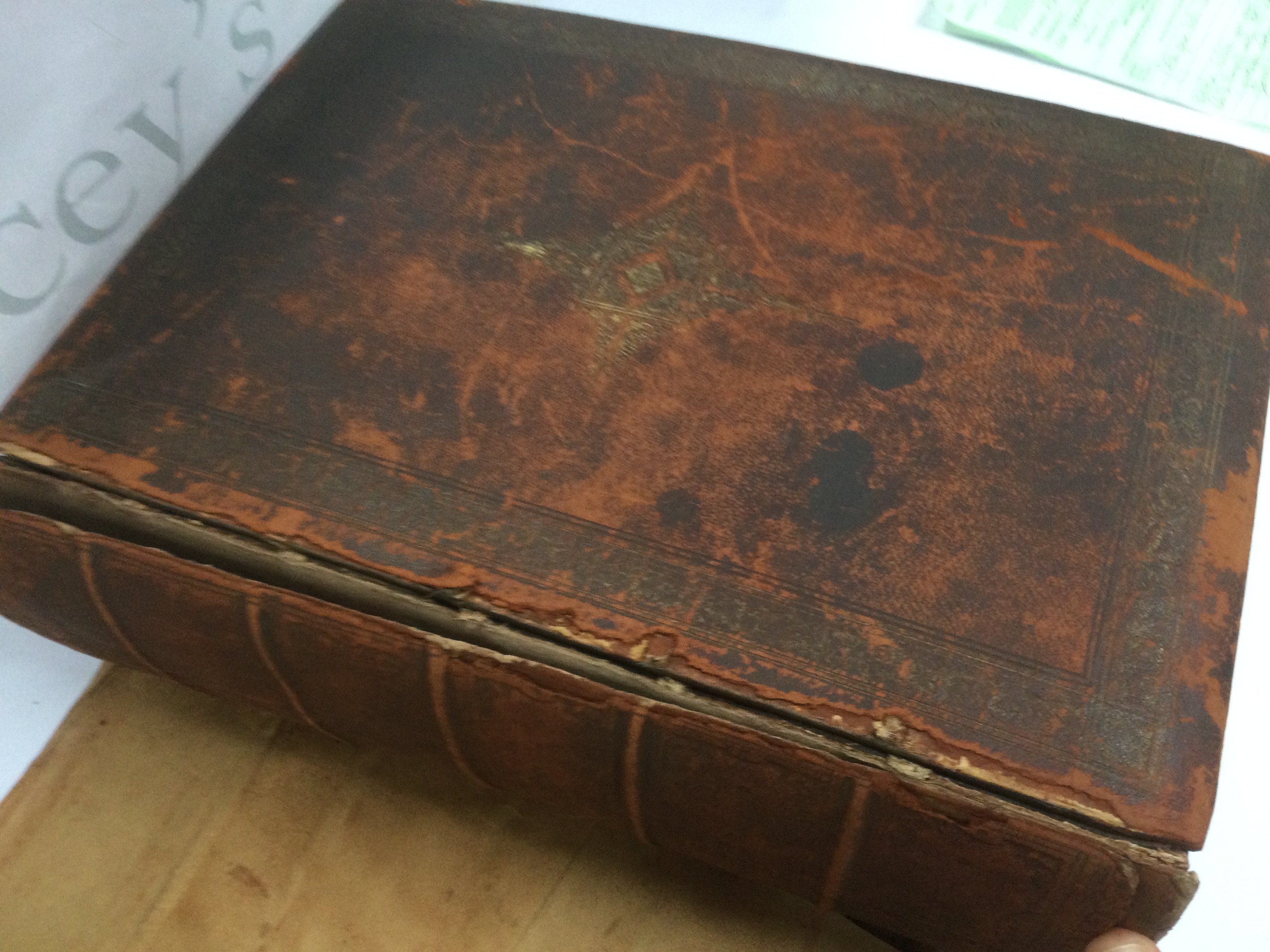 A large leather bound Victorian family bible. Shipping category D.- NO RESERVE