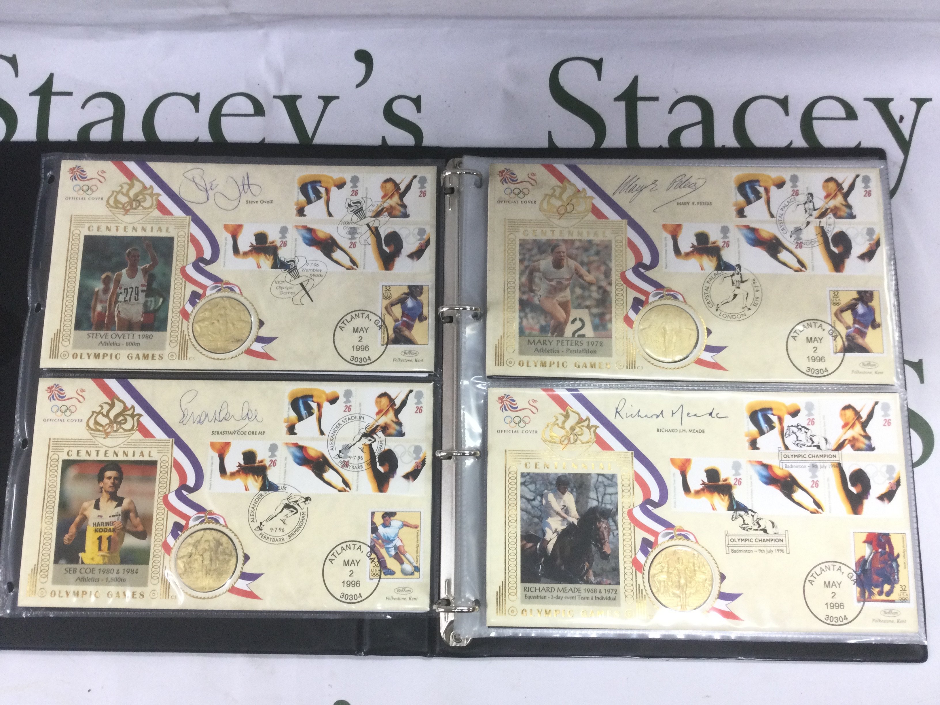 A binder of Olympic and sporting first day covers and coin covers, some signed. Shipping category B.