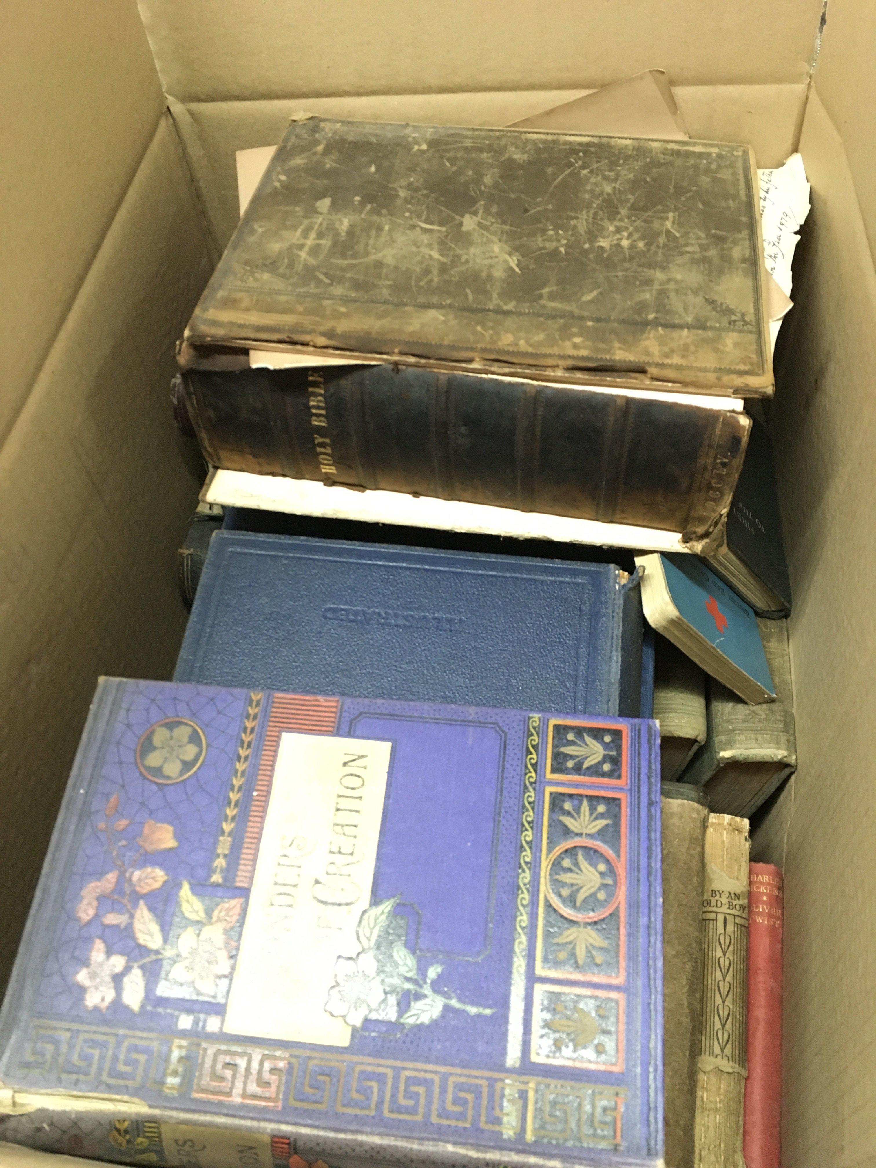 A collection of vintage books including an 18th century bible. This lot cannot be posted