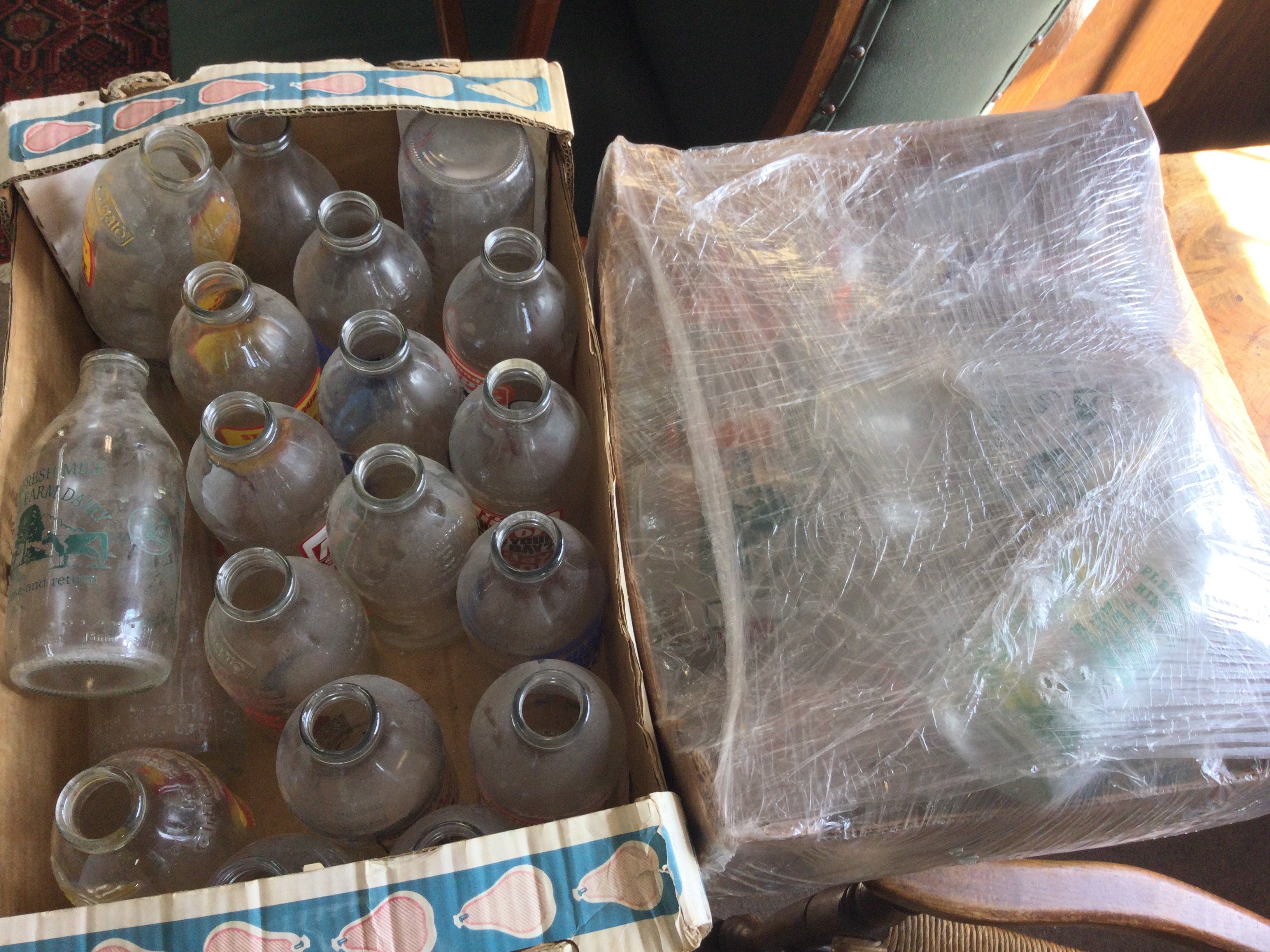Two boxes of vintage Milk bottles , this lot cannot be posted