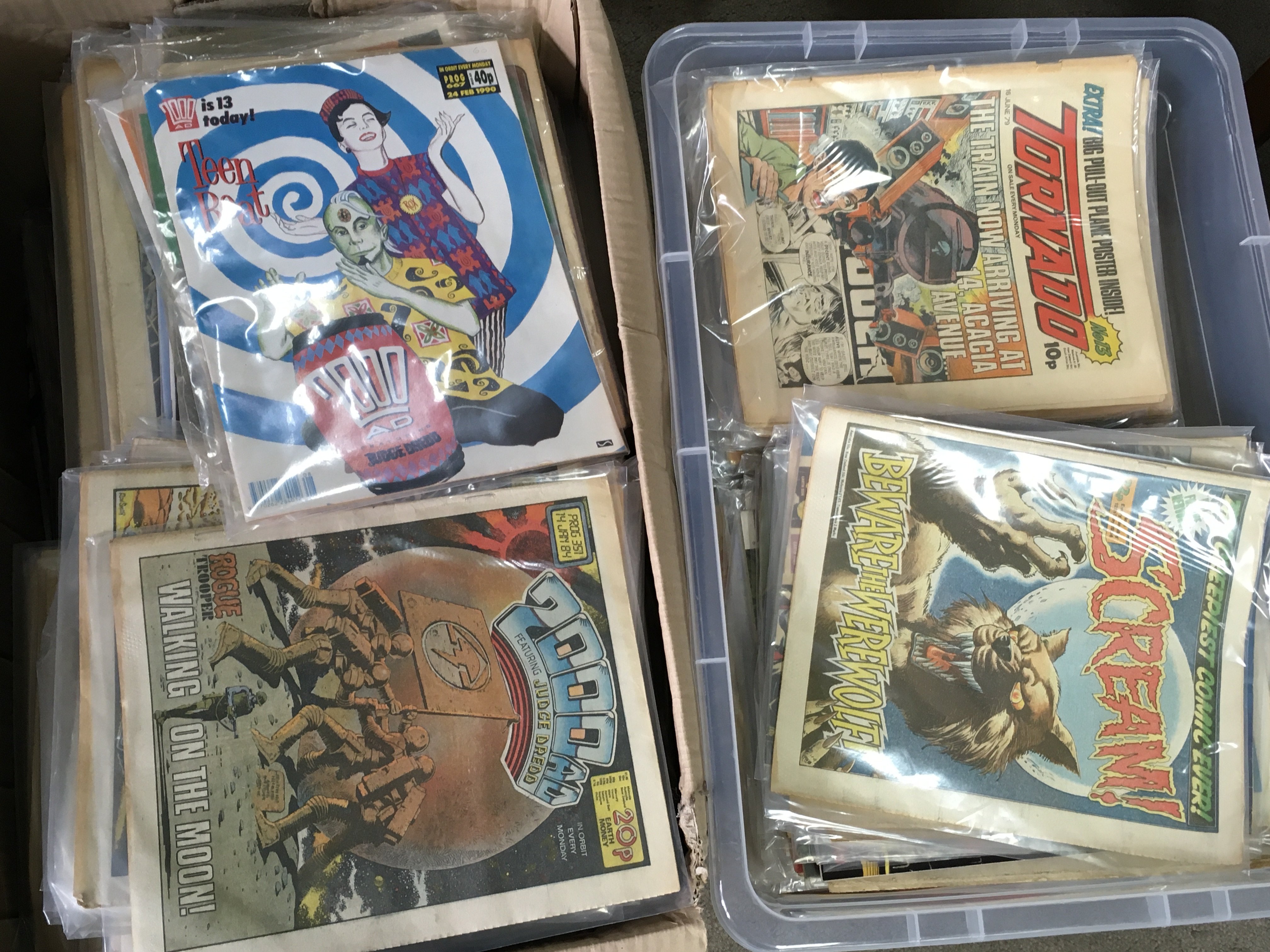 A large collection comics including 2000 AD comics , judge dread, scream, starblazer. (4 boxes) this lot cannot be posted