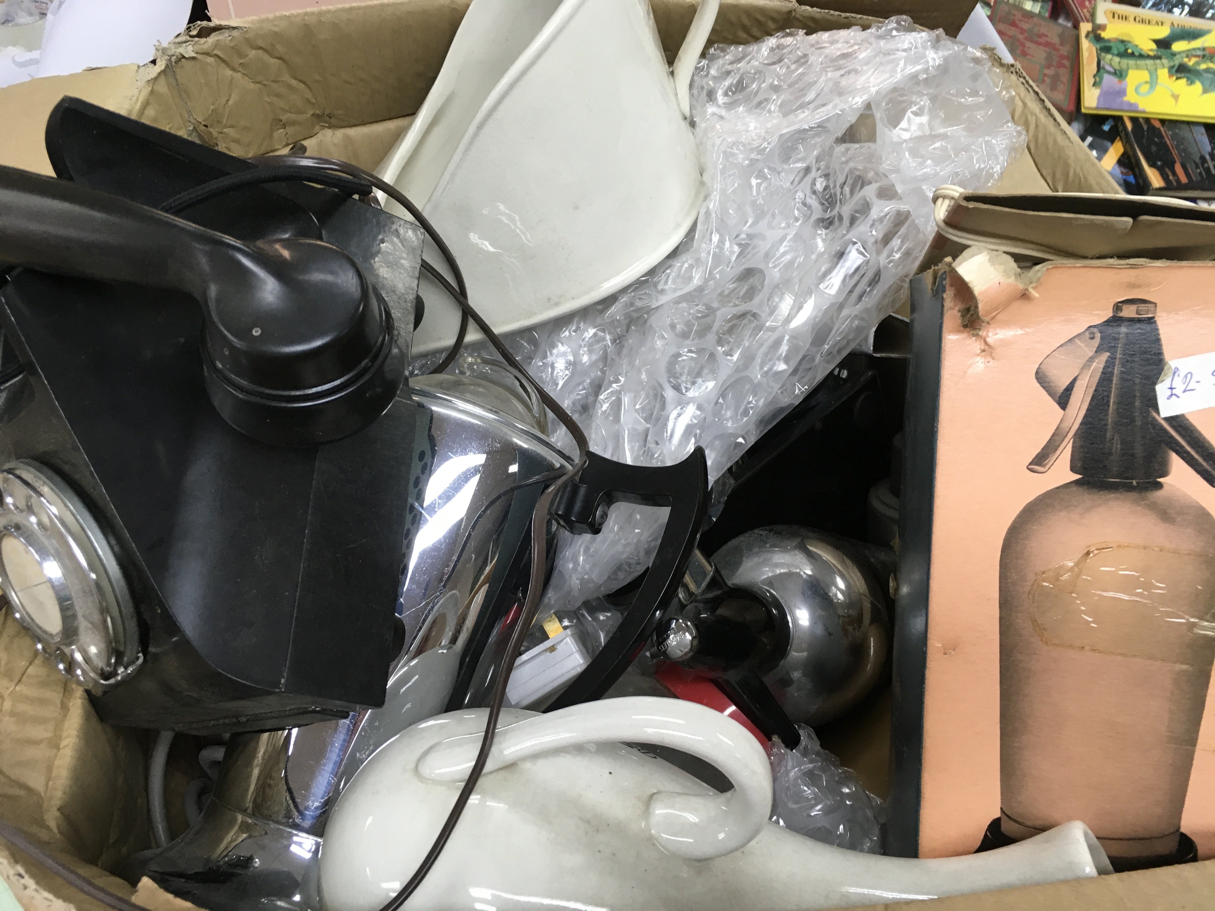 A collection of Sparklets soda siphons and other vintage items. This lot cannot be posted