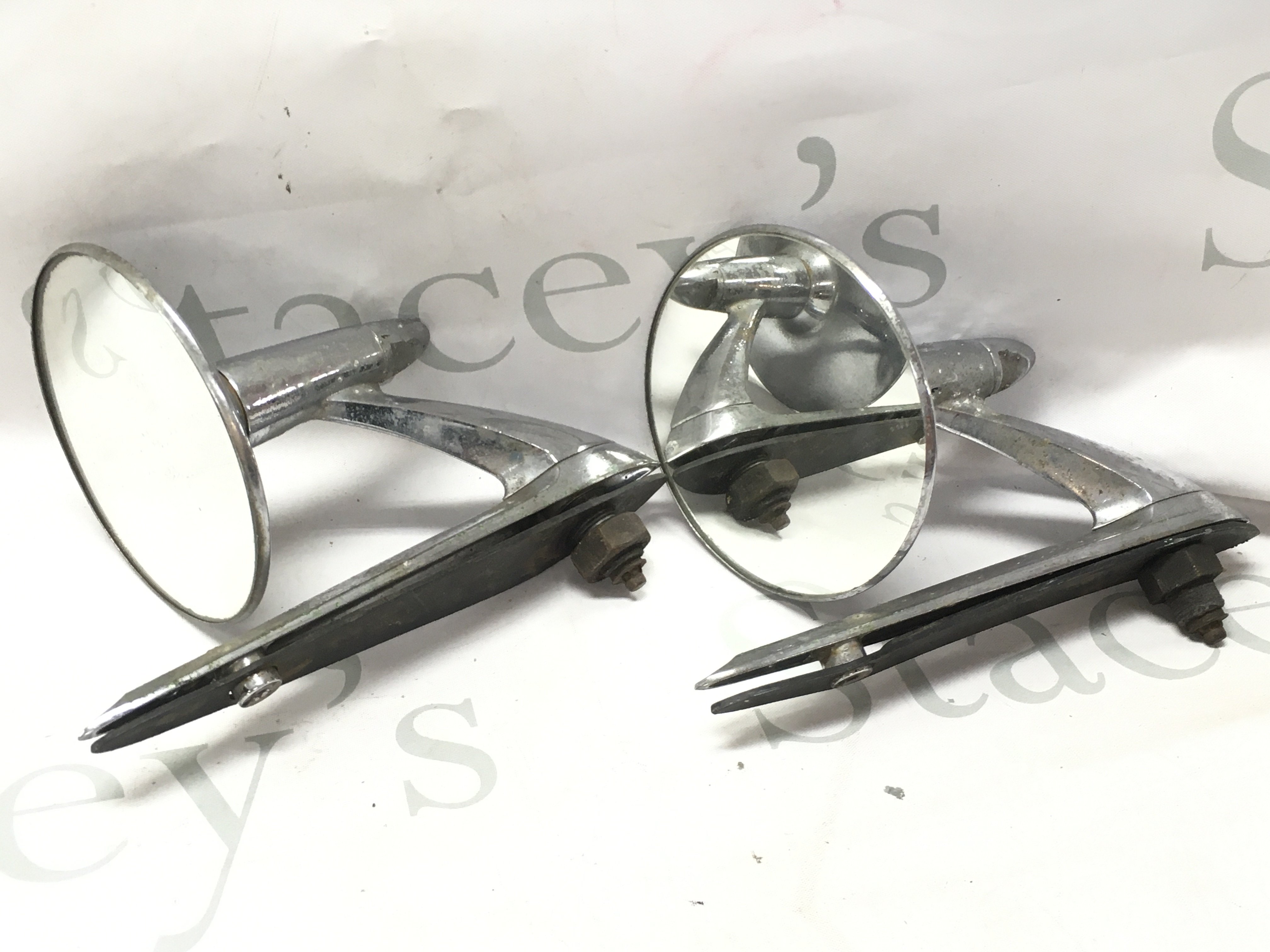 A pair of Vintage chrome Wingard car mirrors. This lot cannot be posted