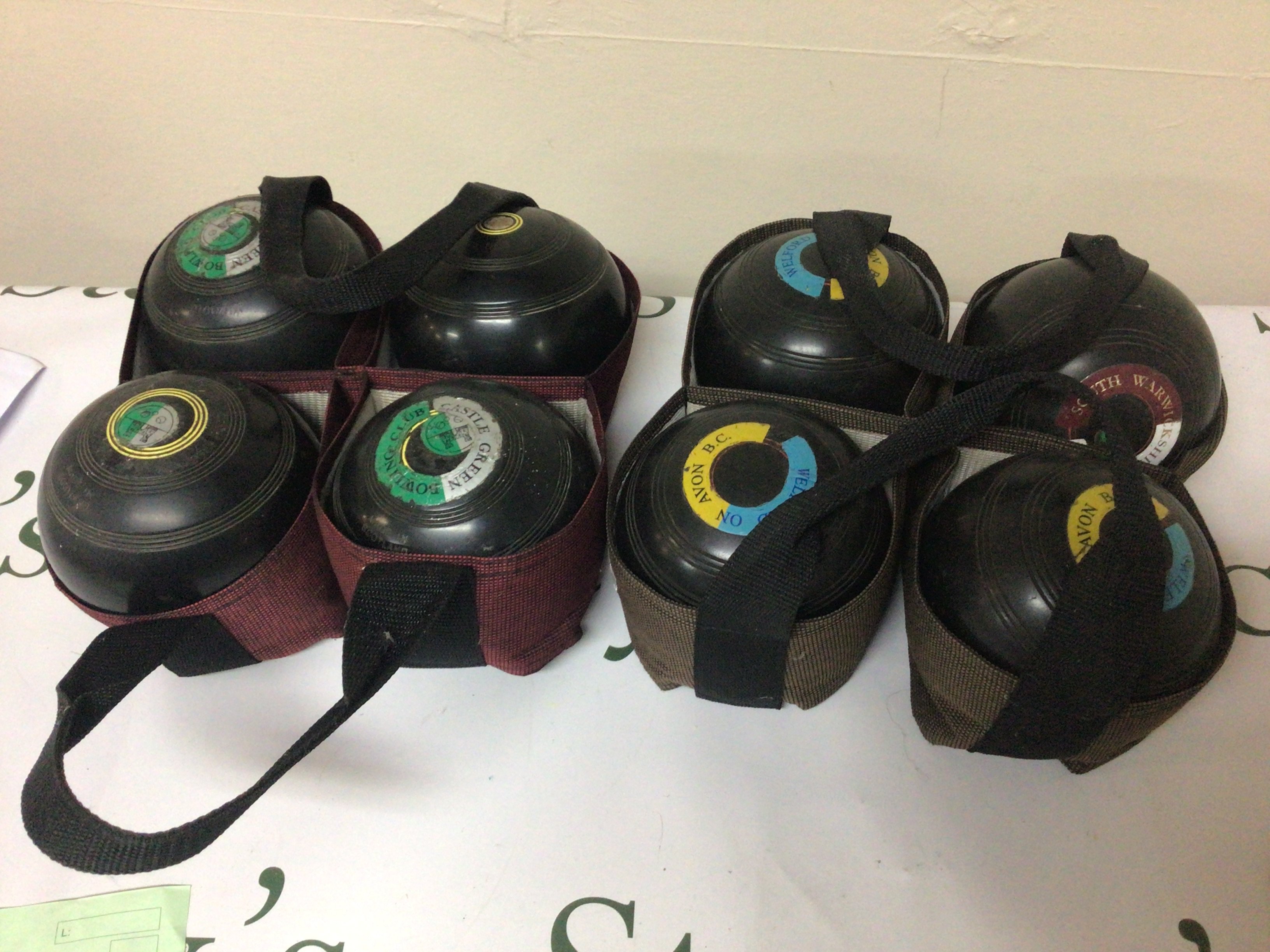 Two sets of Scottish made lawn bowls Size 3.