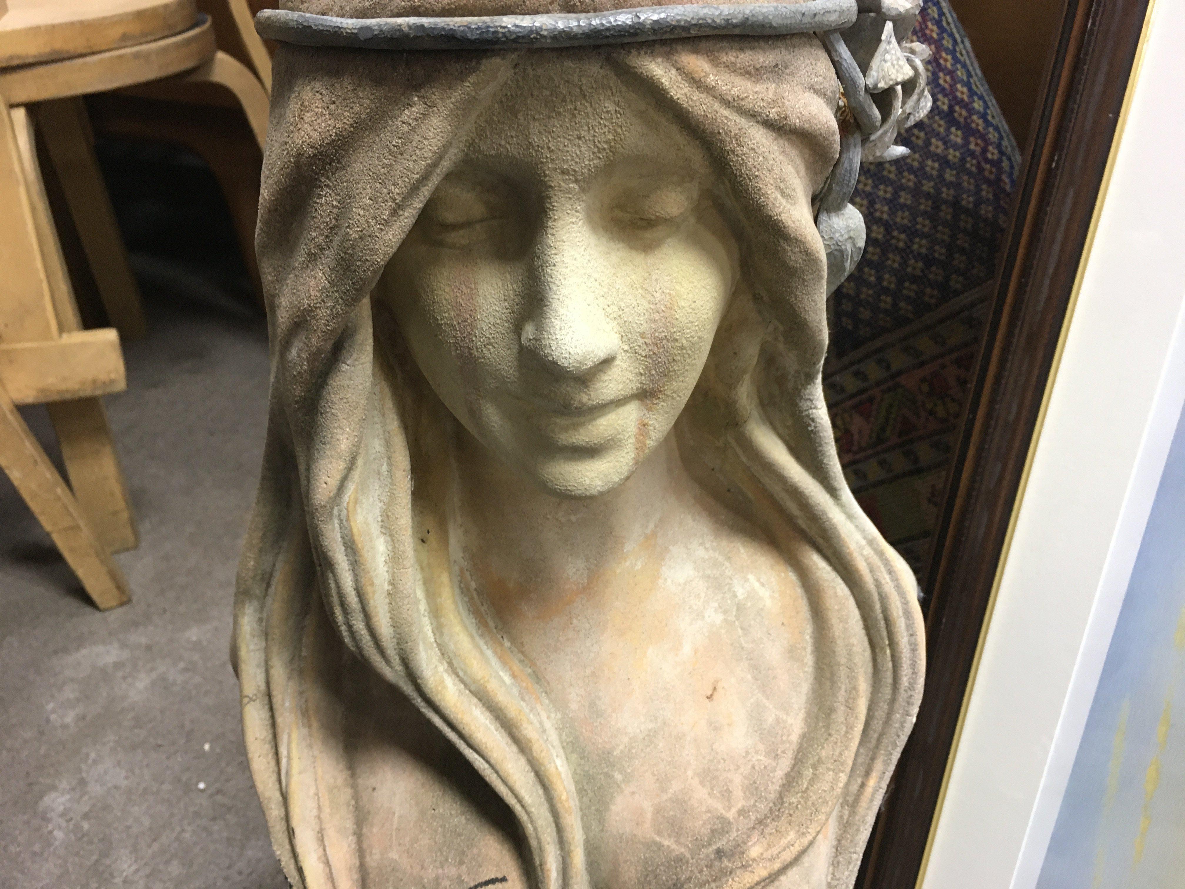 A Art Nouveau bust in the form of a maiden 68 cm .