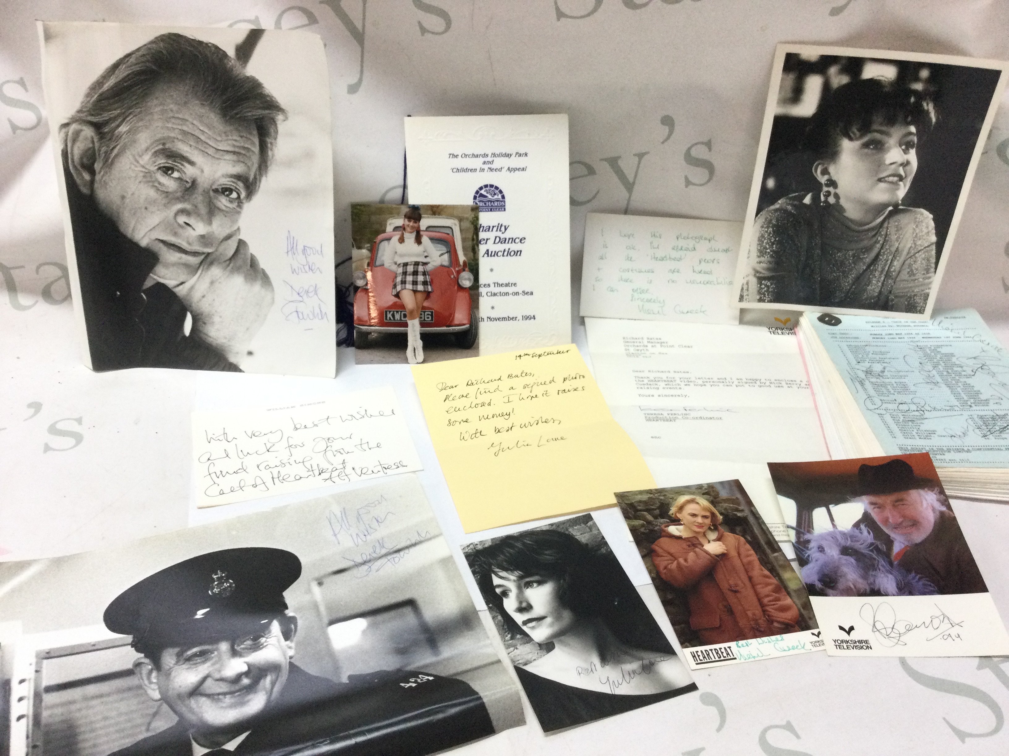 A Heartbeat script Episode 9 Back in the USSR script with signatures from the cast and a collection of signed photographs . Postage category B