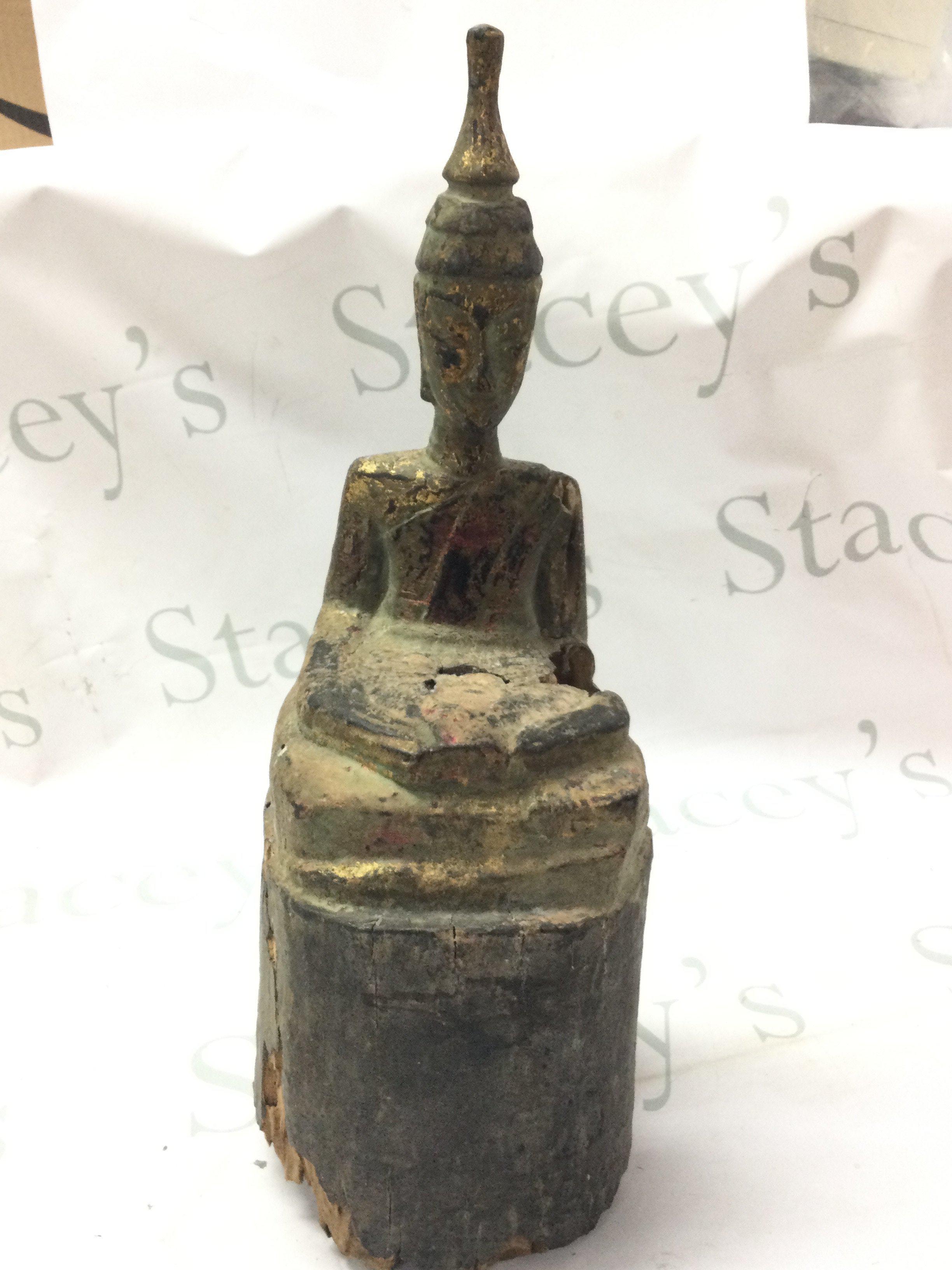 A Seated Carved Wooden Deity , 42Cm tall. This lot cannot be posted