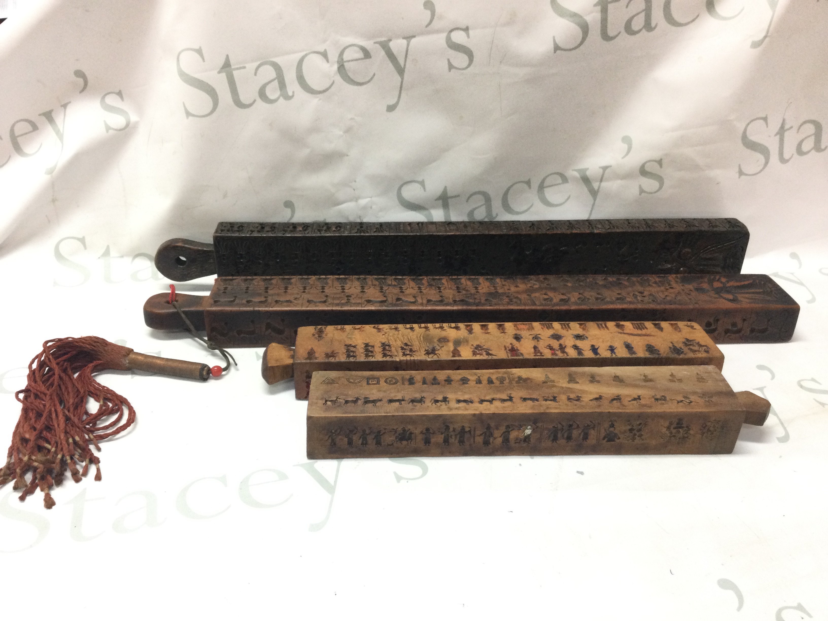 19th century Tibetan Votive Wafer models carved auspicious symbols . Postage category C