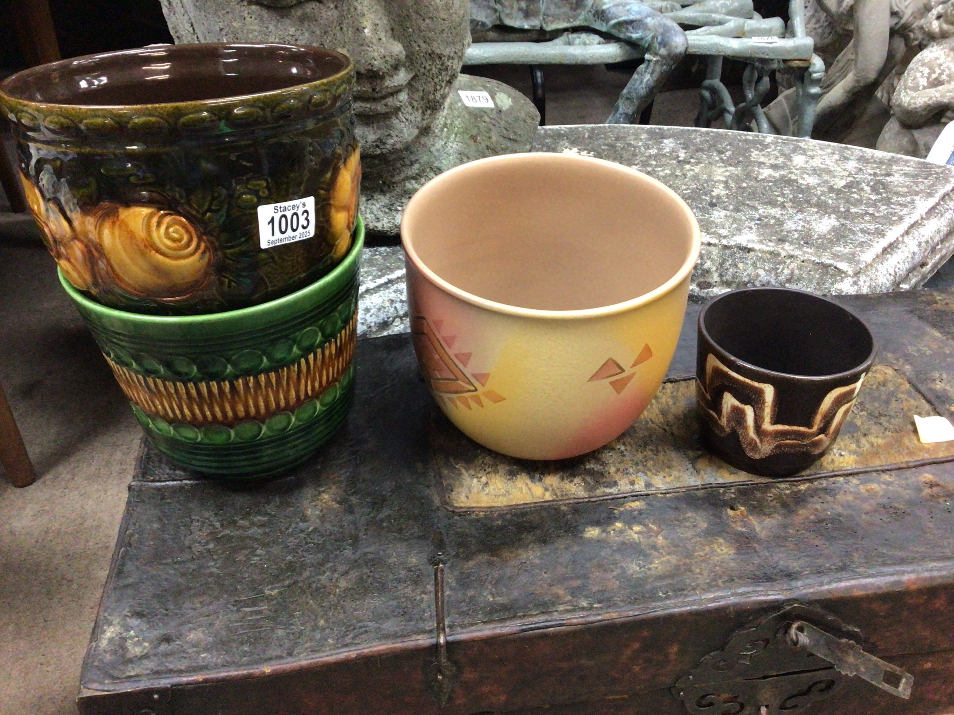 3 large German pots and one small German pot.