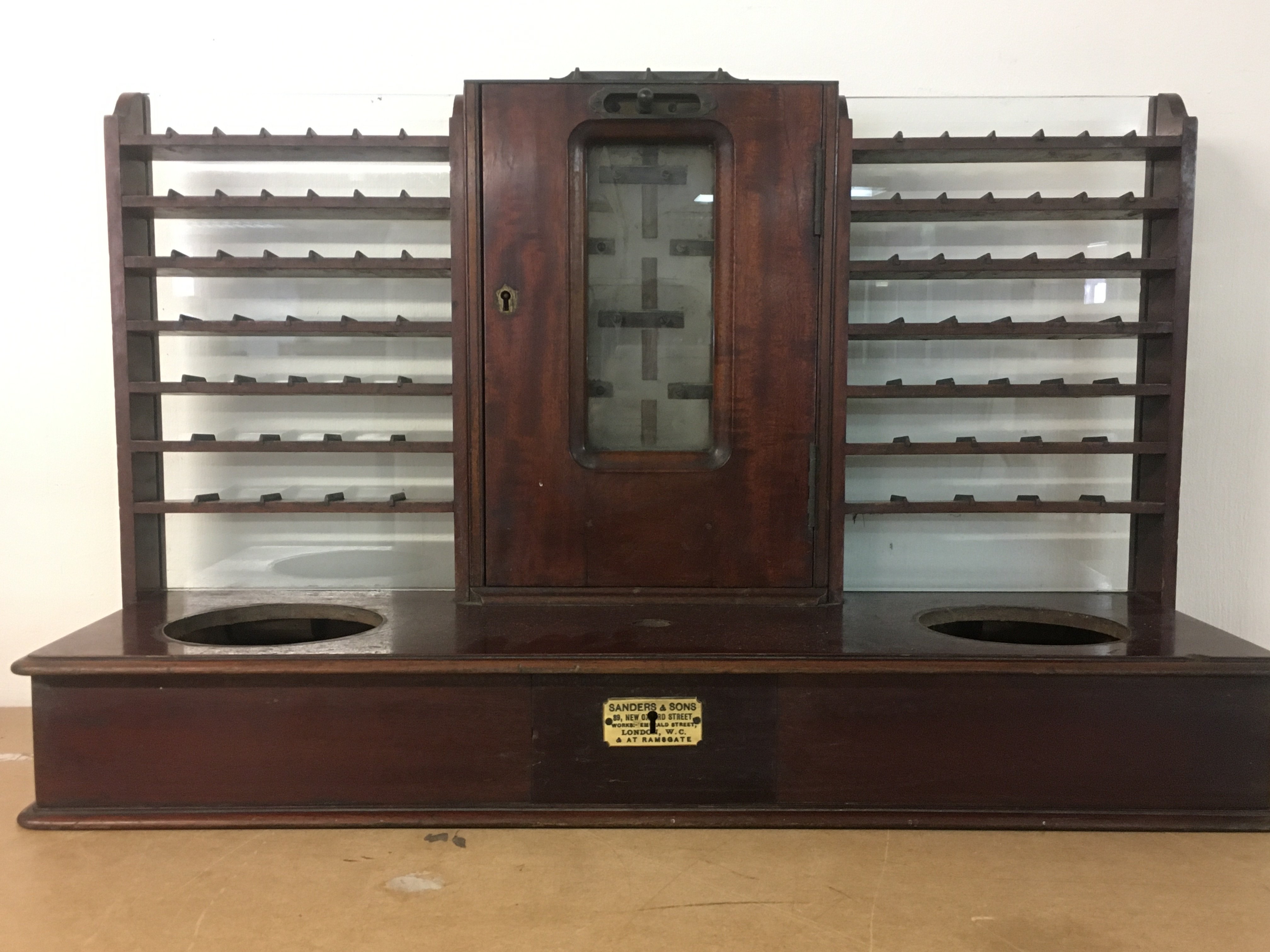 A Victorian mahogany double sided pub cash till by Sanders & Sons. This lot cannot be posted
