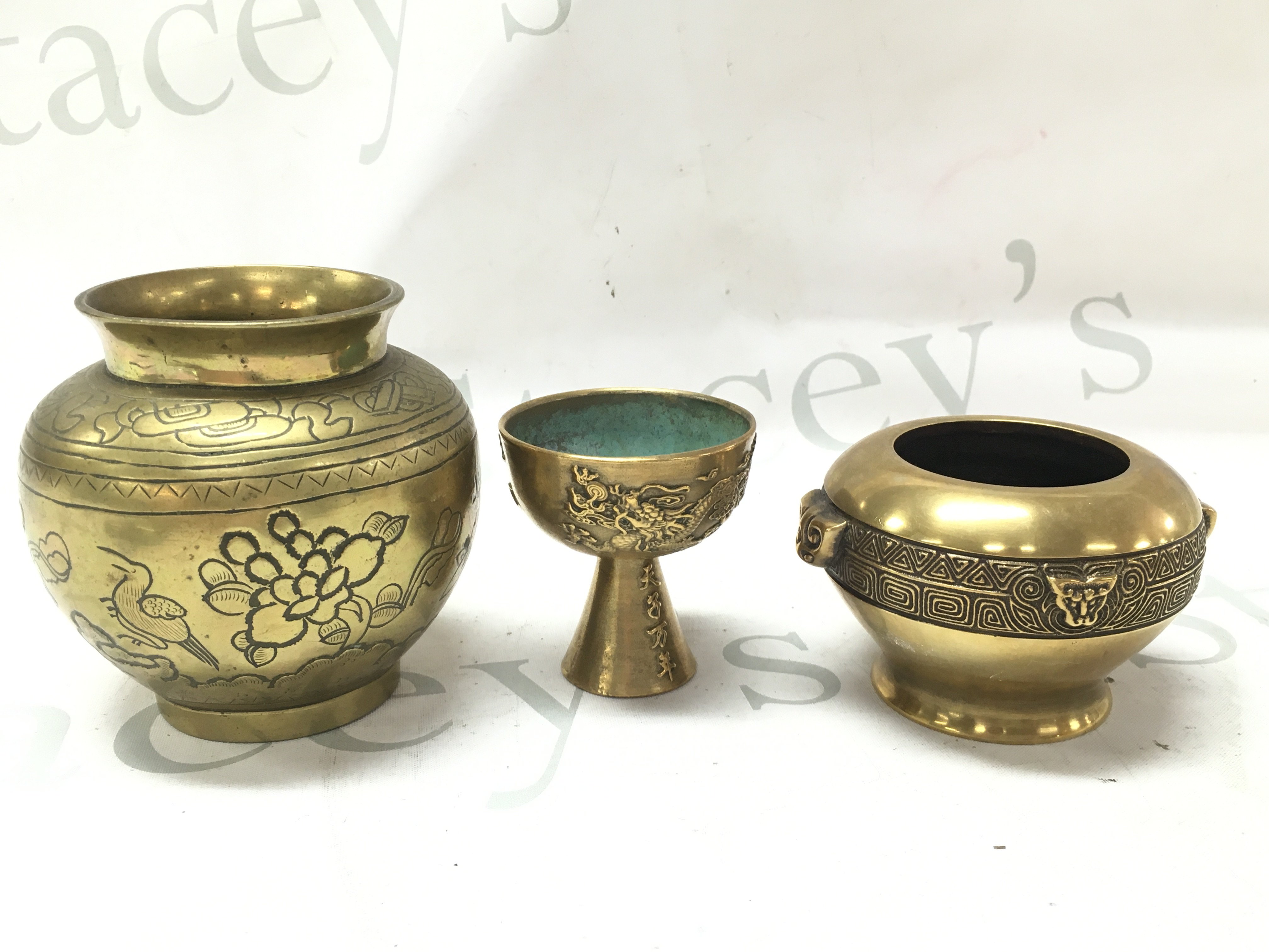 Three 19th century bronze censers . Postage category B
