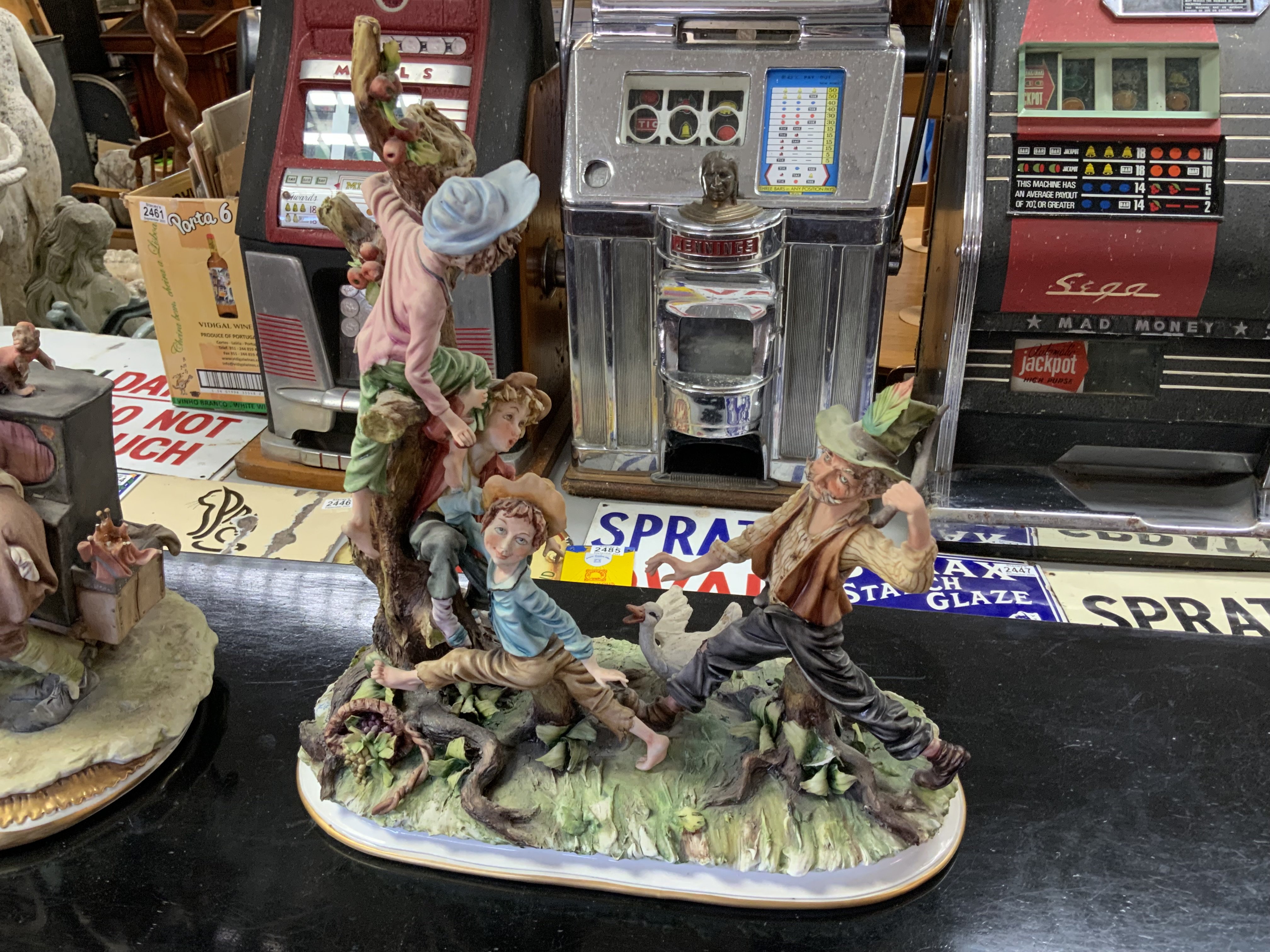 A large Capodimante figure of a Merry Gent, Donkey and Cart, and a Capodimate figure of Apple pickers