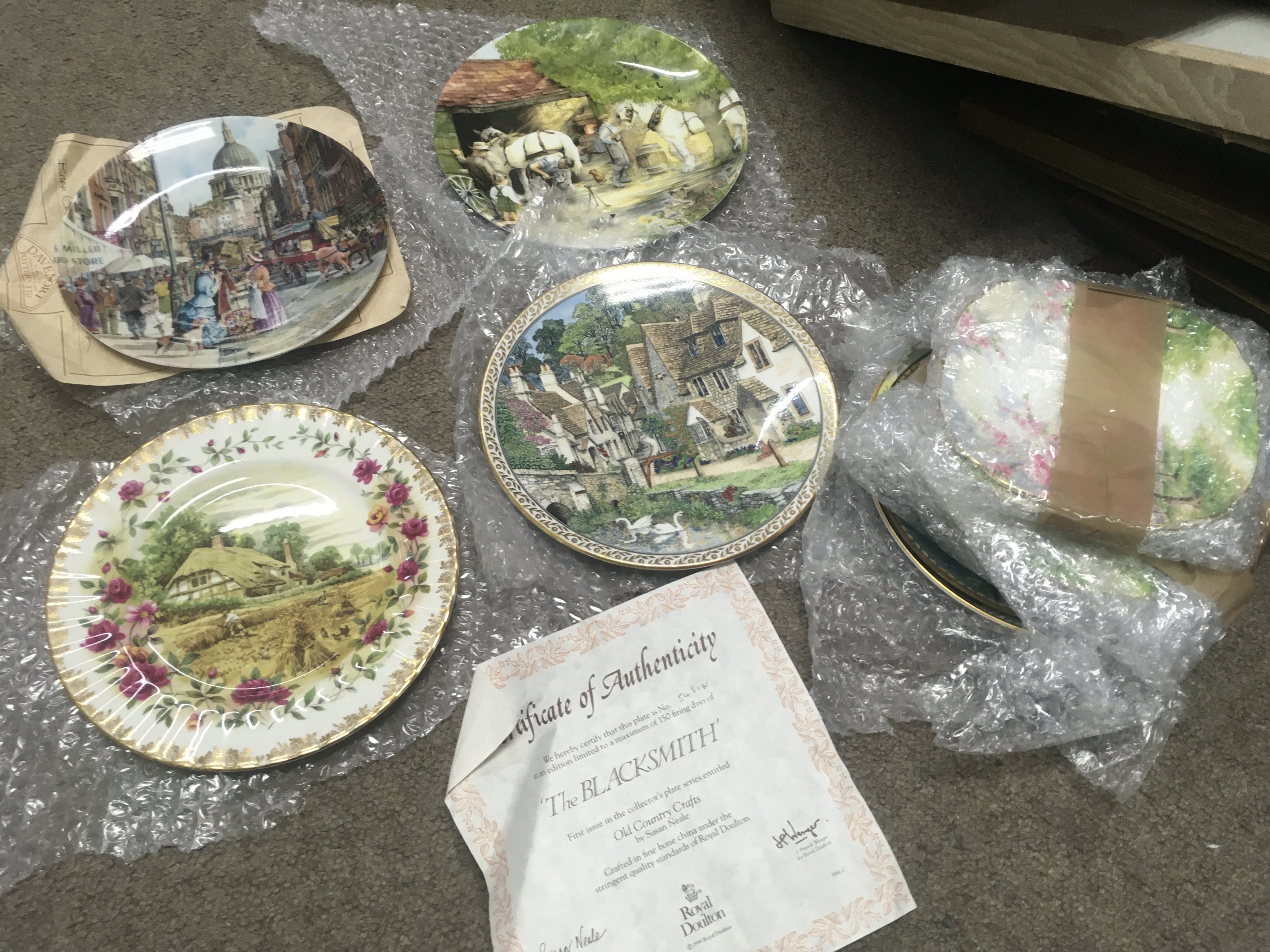 A collection of porcelain figures including Royal Doulton Diana, Nao, Lladro, Doulton Fragrance figure etc . Also including collectors plates from royal Worcester, Doulton etc This lot cannot be posted- NO RESERVE