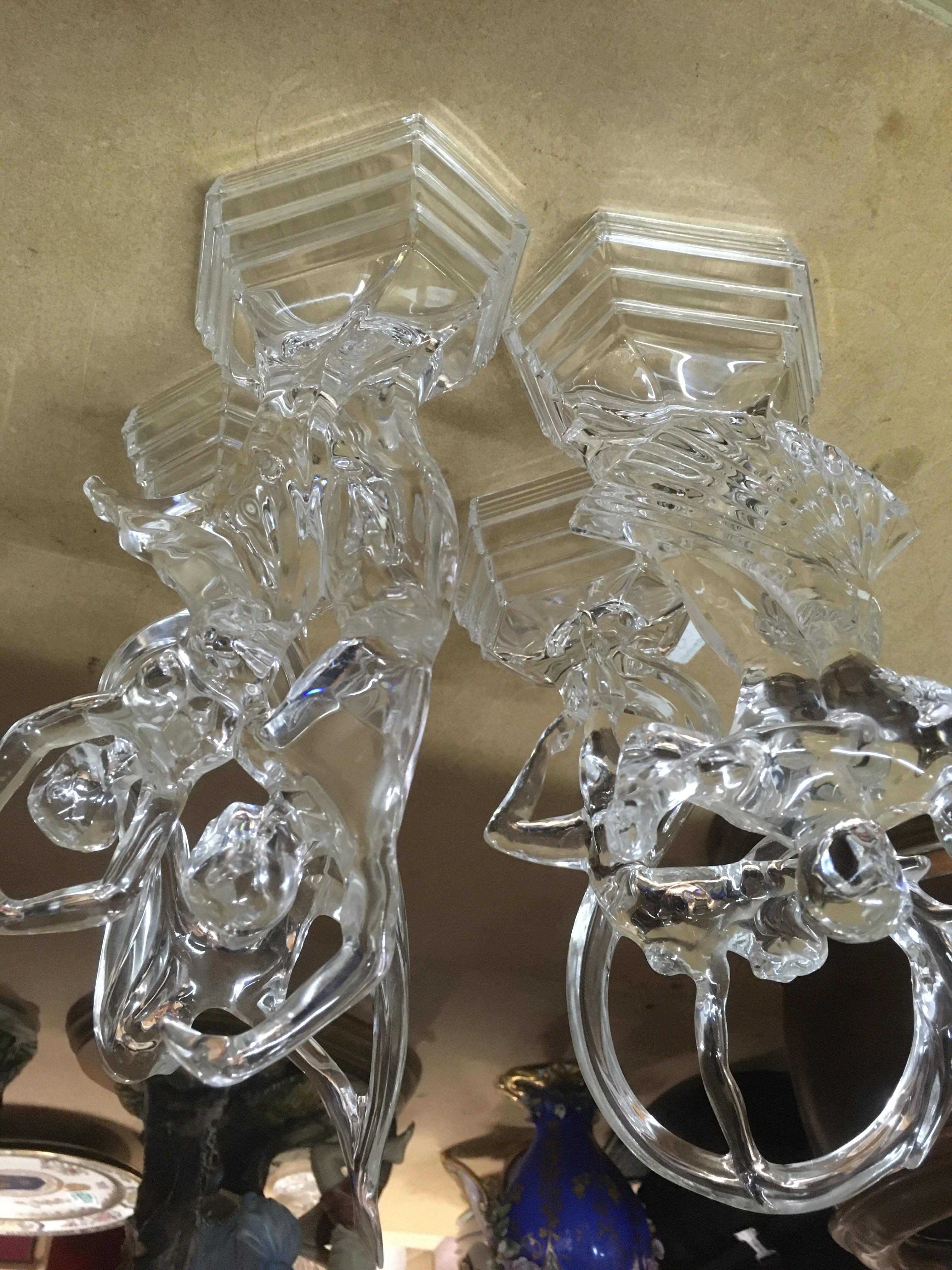 A set of four art deco clear glass style glass figures in the form Of dancer .