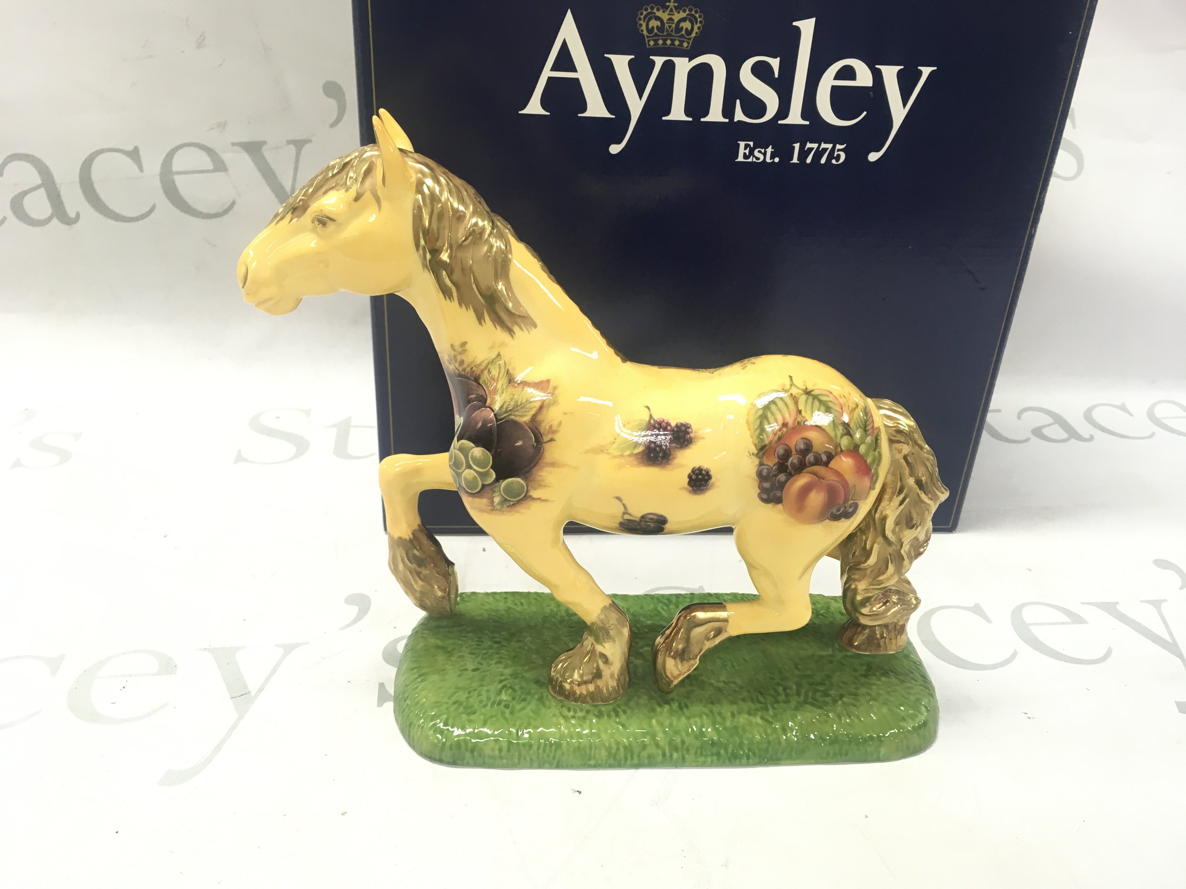 An Aynsley limited edition horse figurine Orchard gold with box.