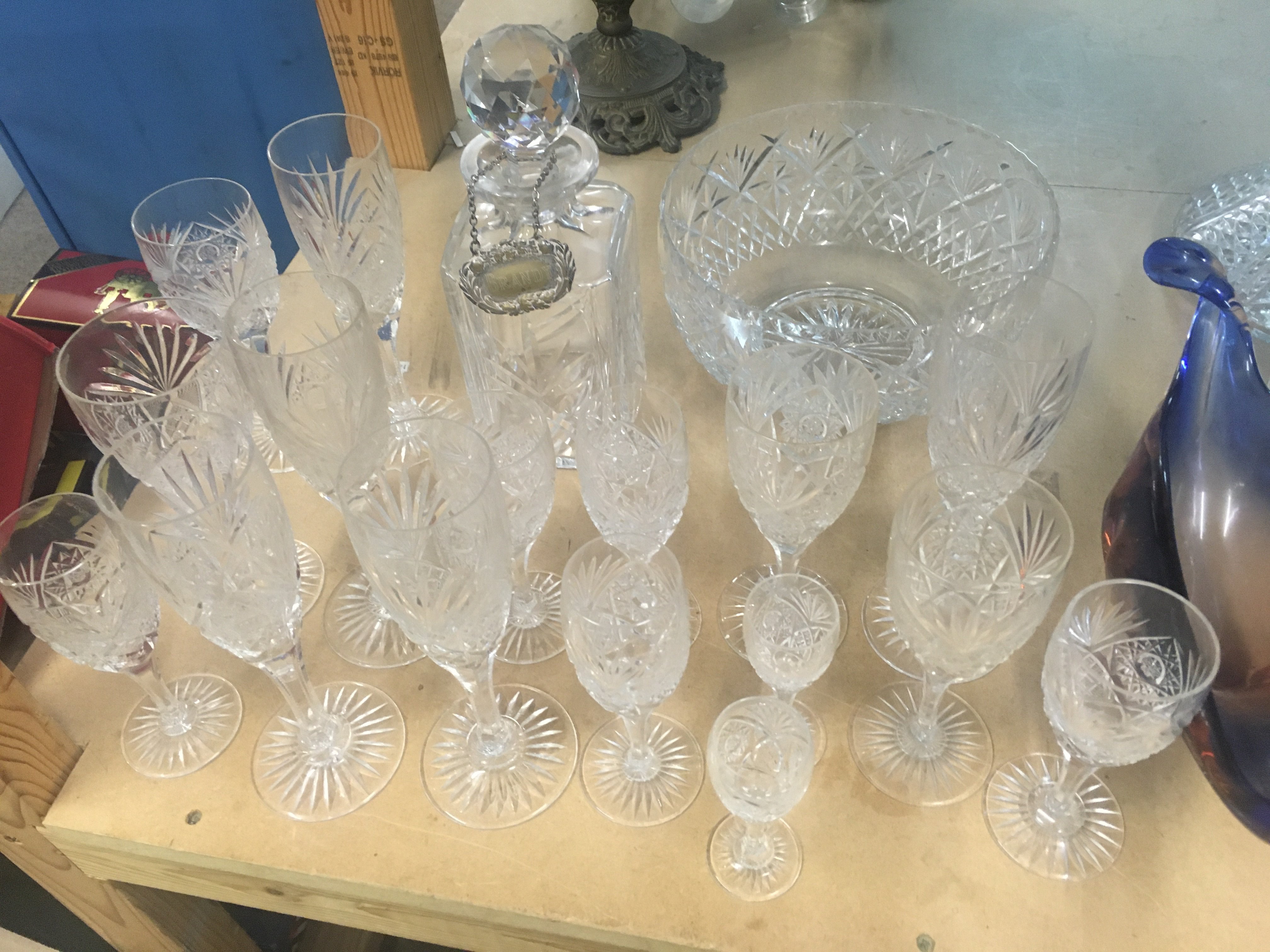 A collection of cut glass including Webb .