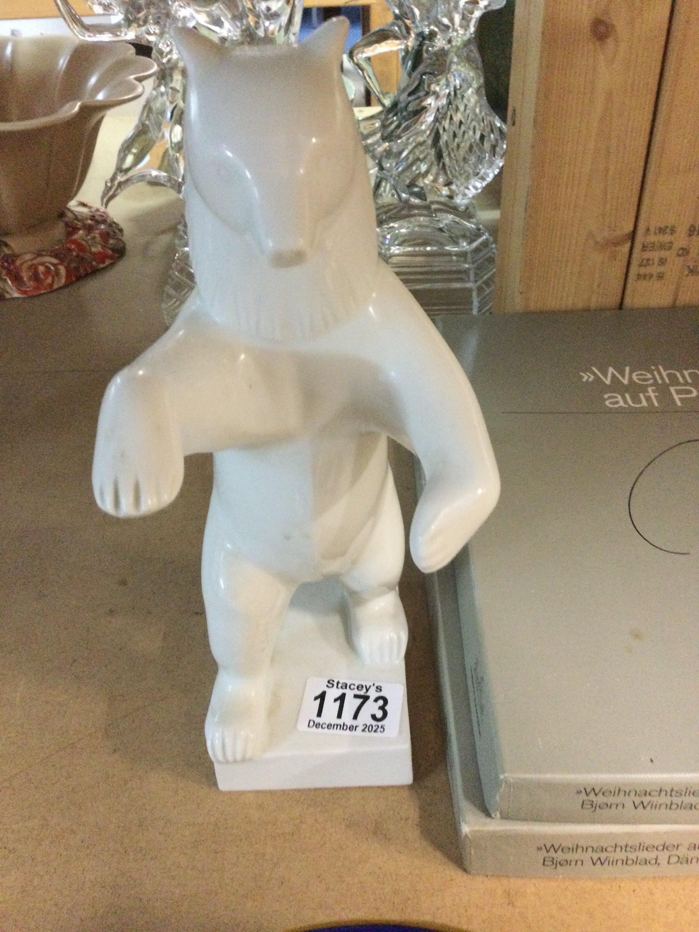 A Berlin porcelain white glazed bear 25 cm