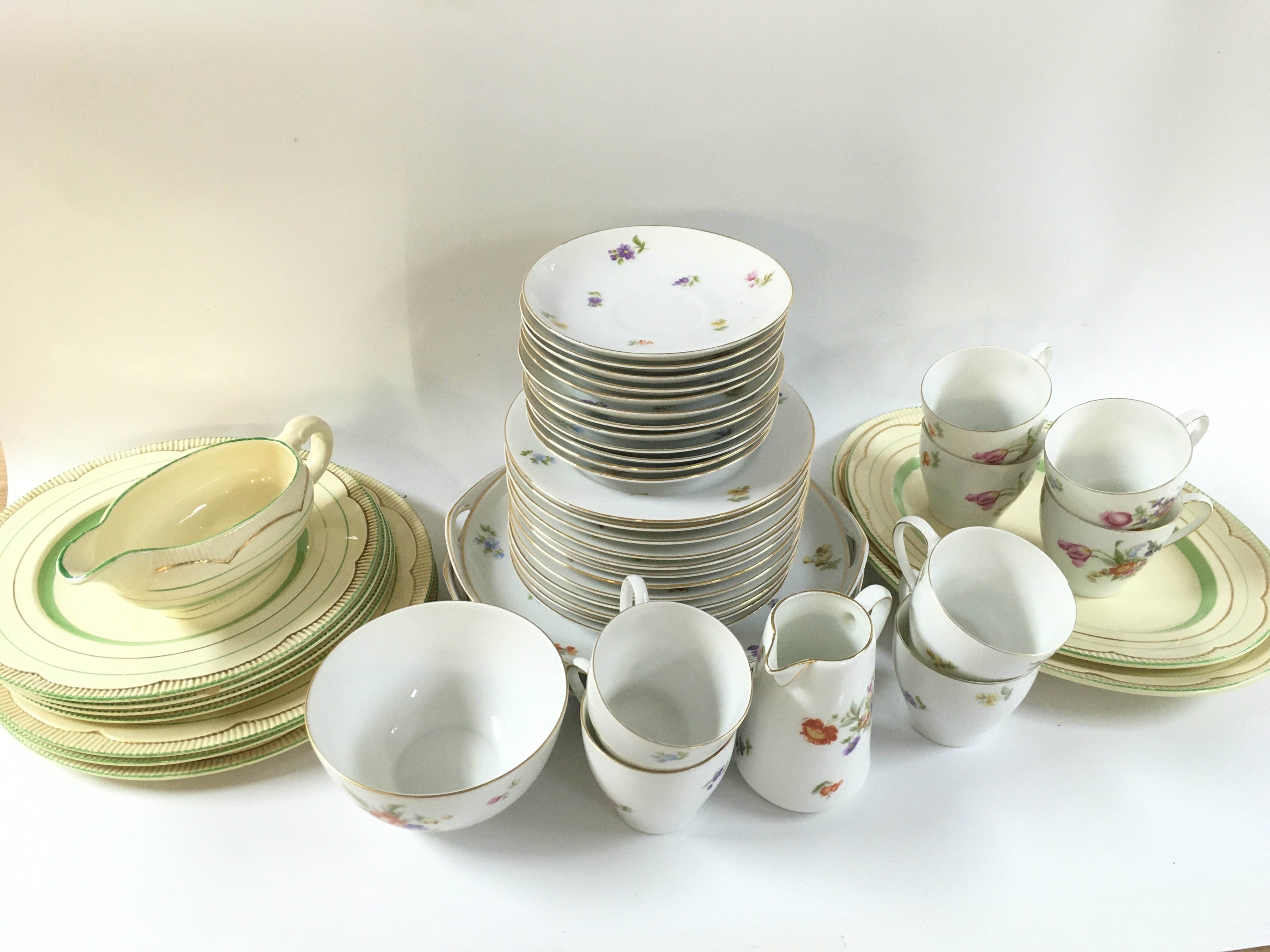 Bavarla tea set and Clarice cliff plates. This lot cannot be posted