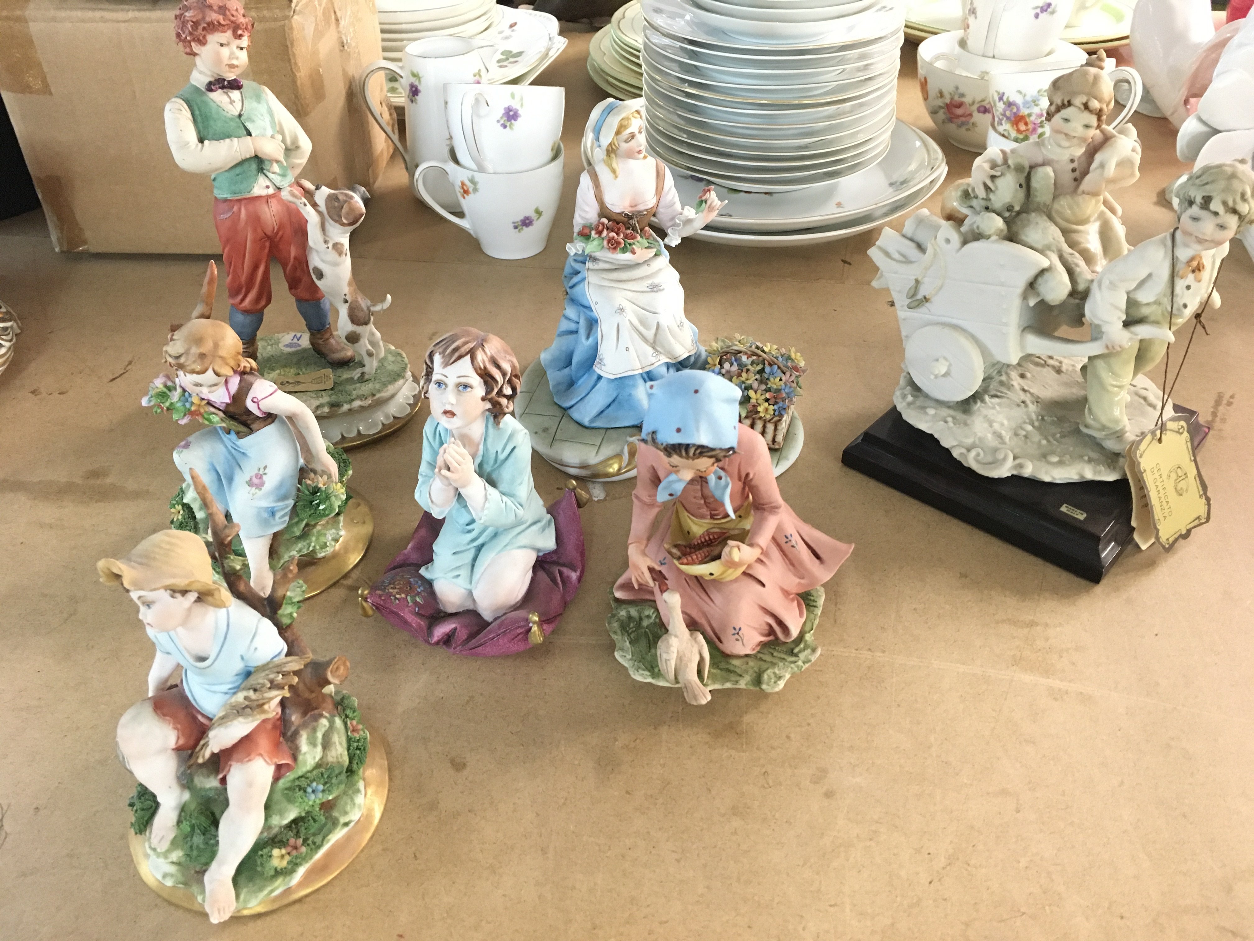 Collection of ceramics figures including capodimonte.