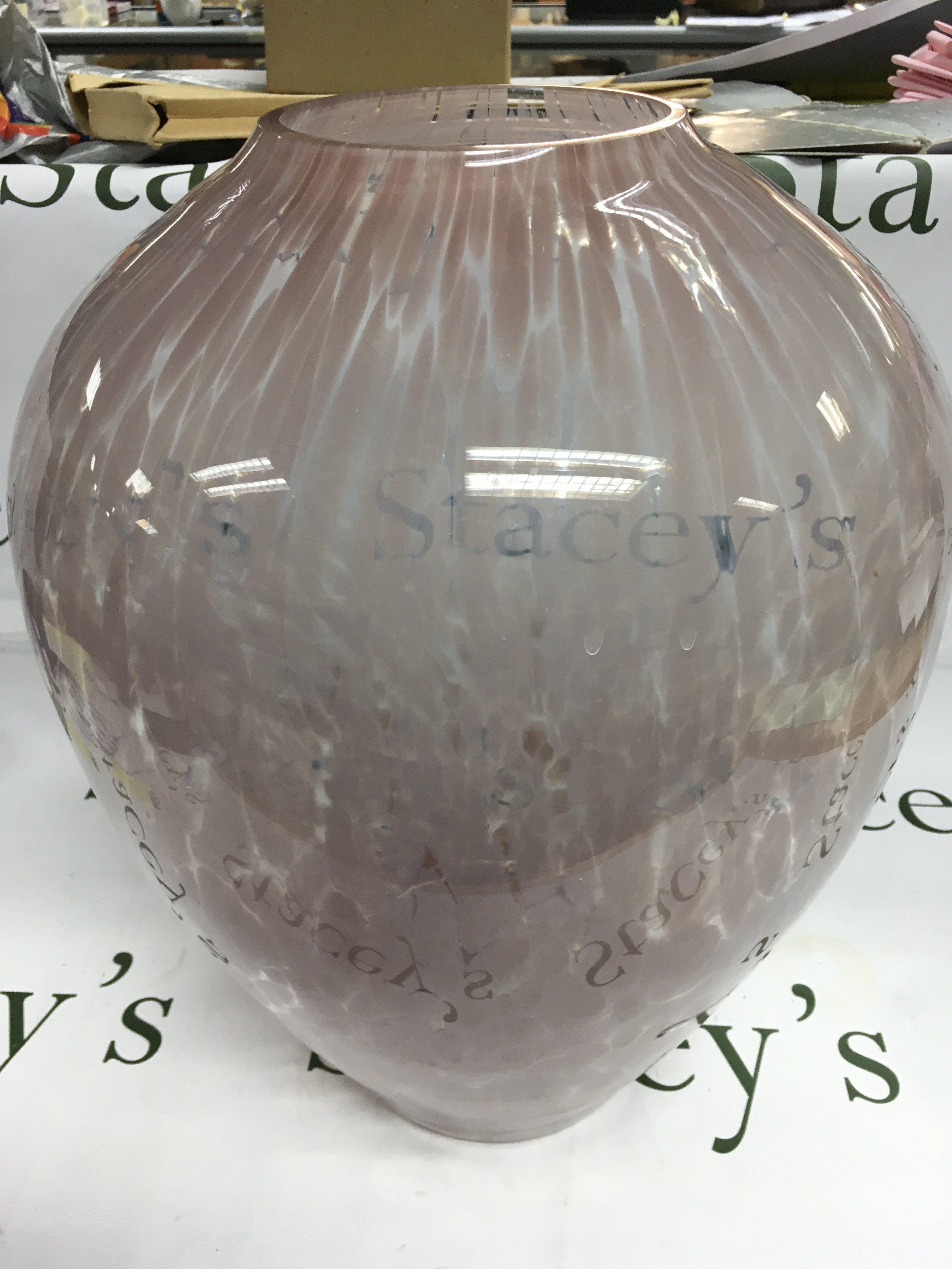 A large art glass vase, approx height 43cm. Shipping category D.