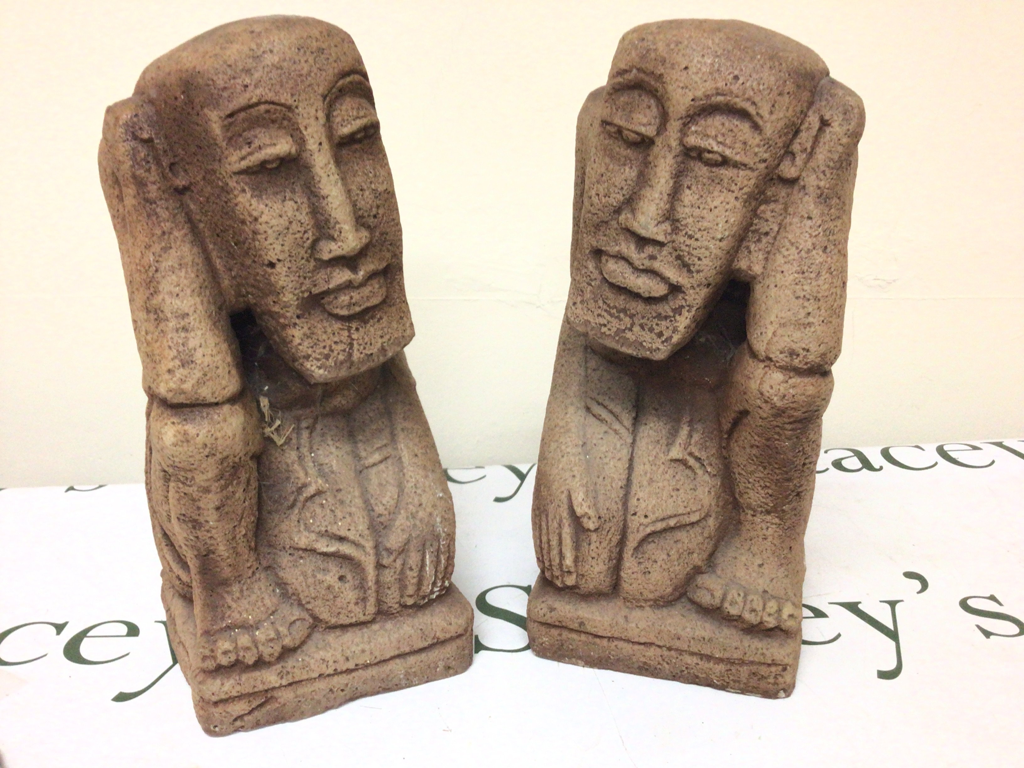 A Pair of cast composition modern design figure sculptures. Hight 31cm