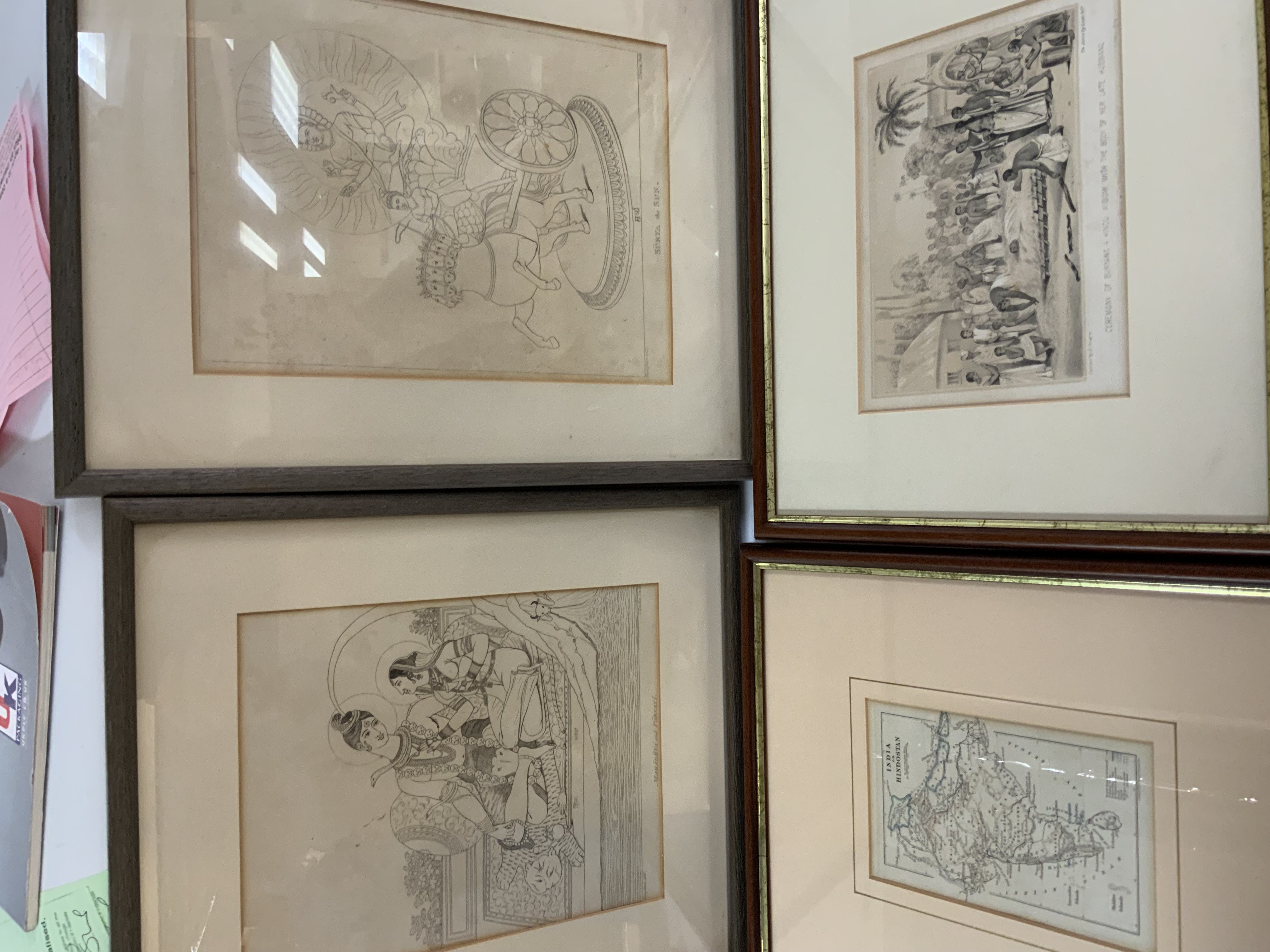 A good collection of framed and unframed book prints mostly Indian subjects.