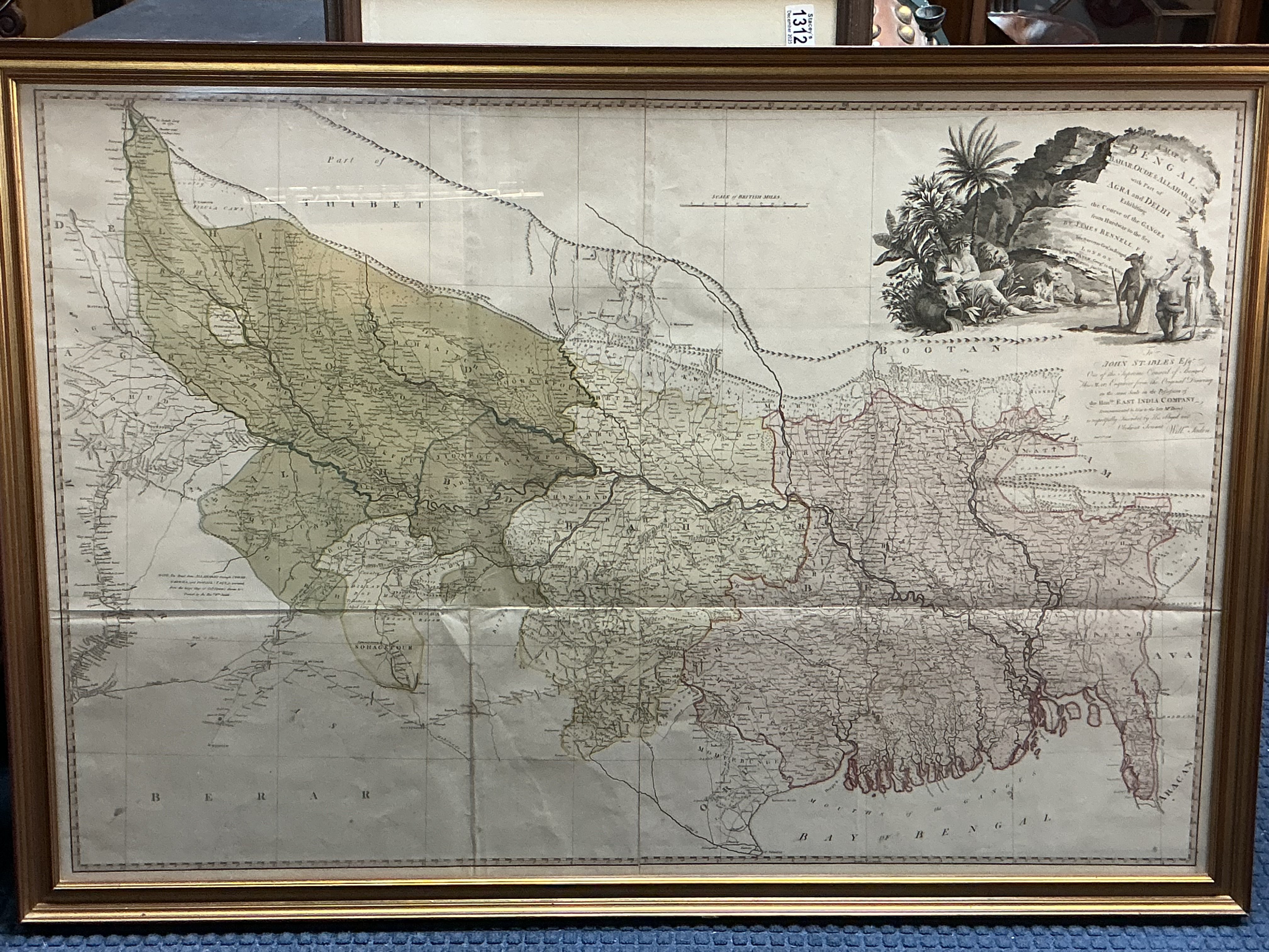 A Map of Bengal ( 1786 ca. 29" x 43") Rennell, James, Published by William Faden, London, 1786.