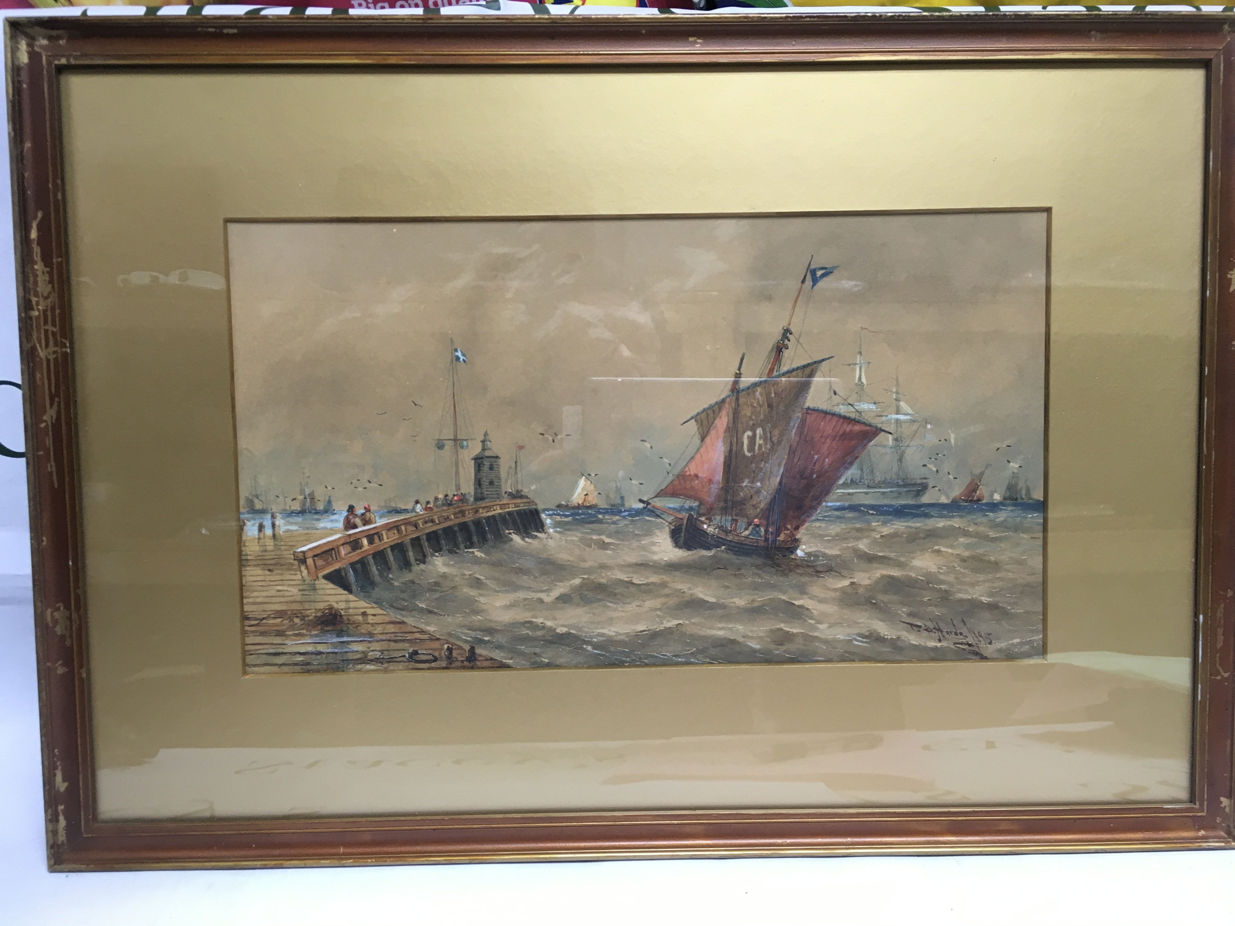 Thomas Bush Hardy 1842-1897. A framed and glazed coastal watercolour, approx 54cm x 37cm including frame. Shipping category D.