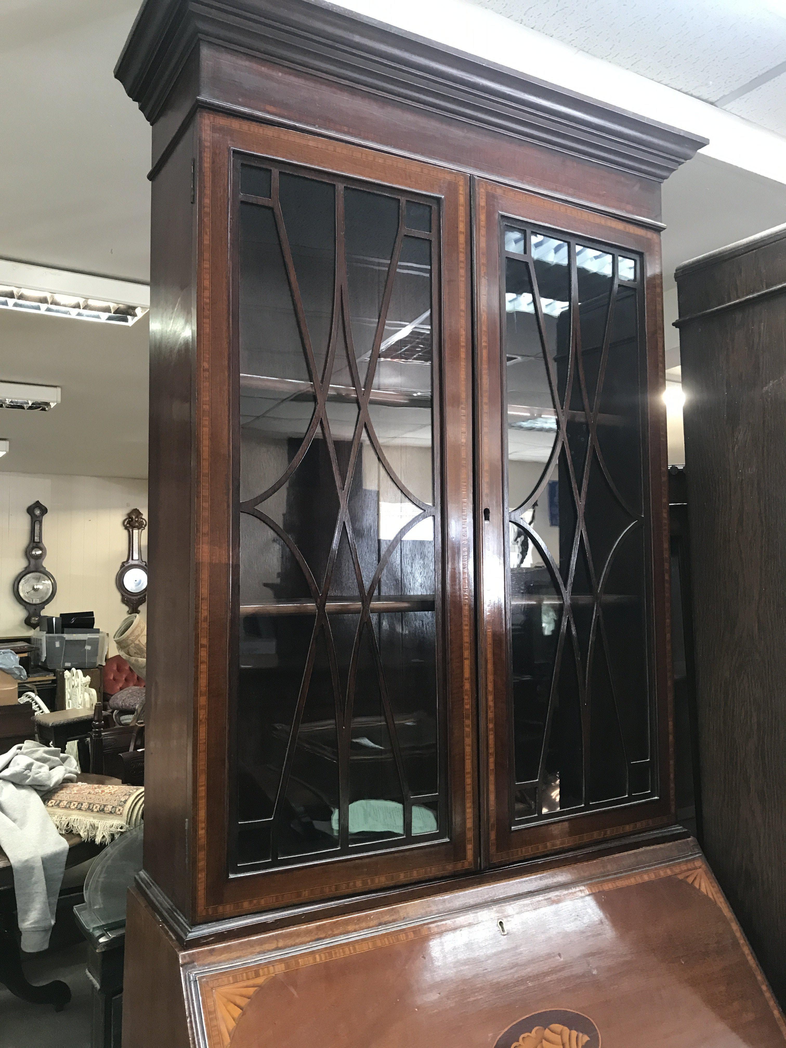 An Edwardian bureau bookcase , 208cm tall, 76cm wide- NO RESERVE
