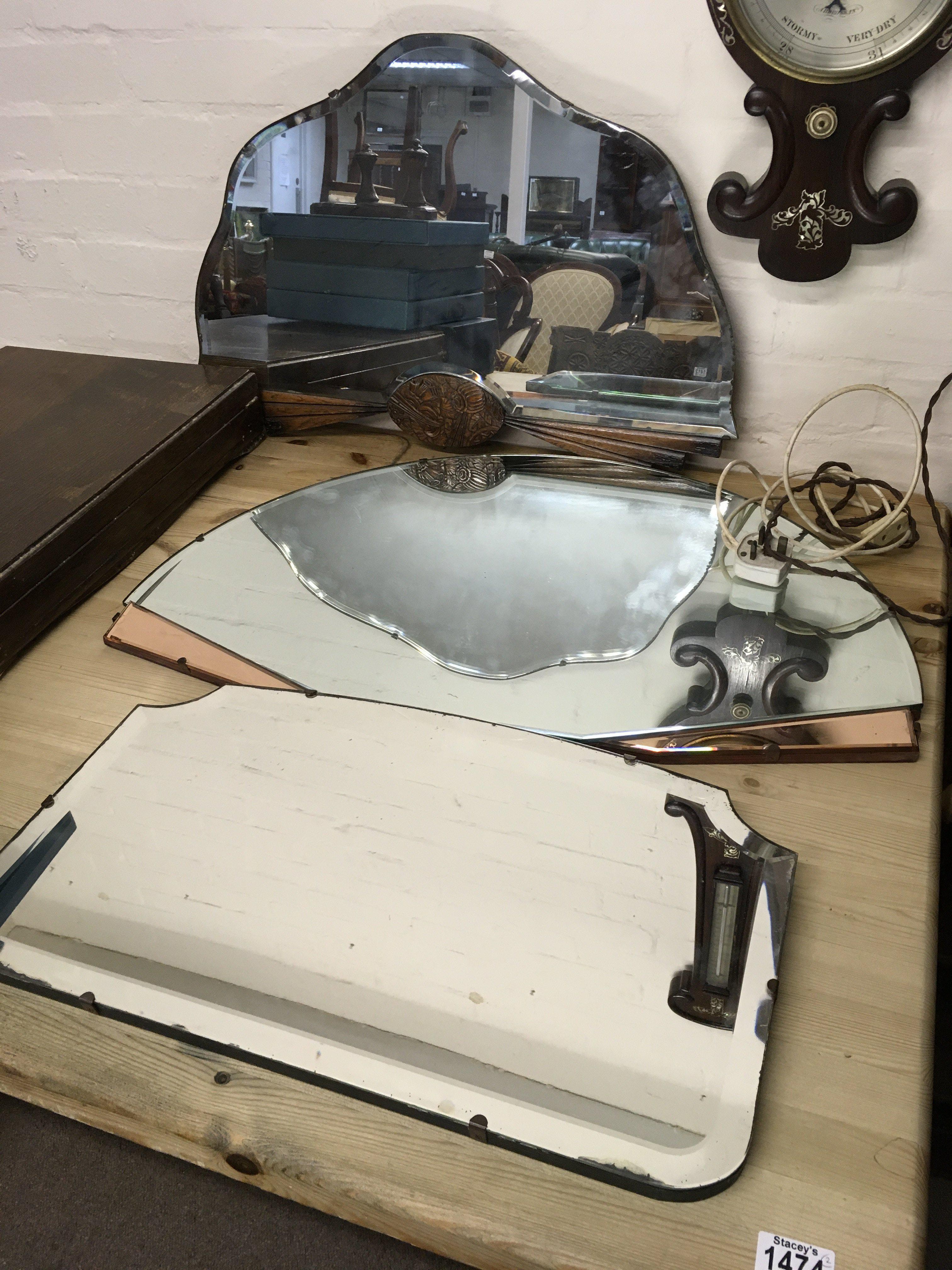 Three wall mirrors, largest approx width 73cm. Shipping category D.