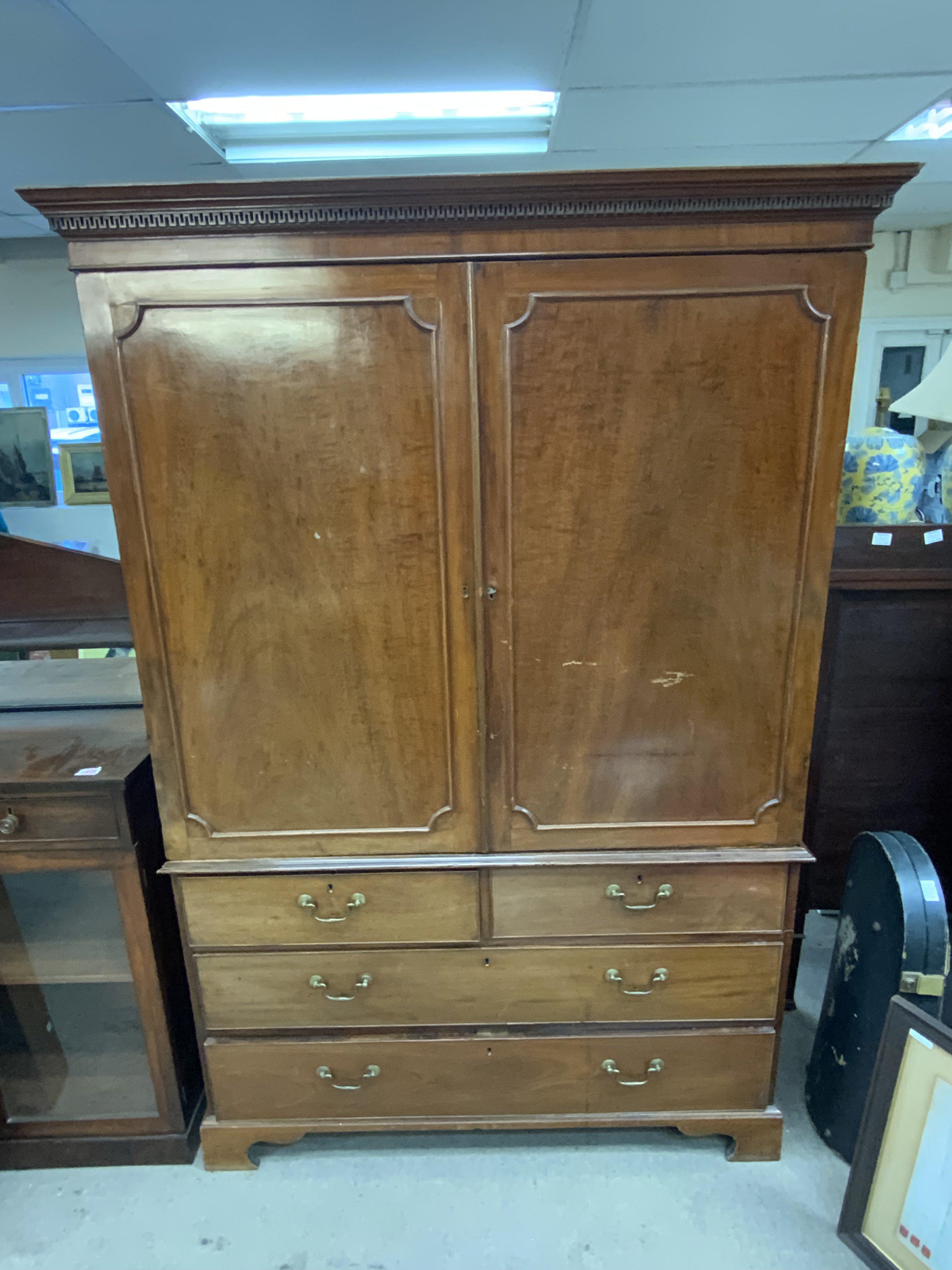 A large Victorian mahogany linen press