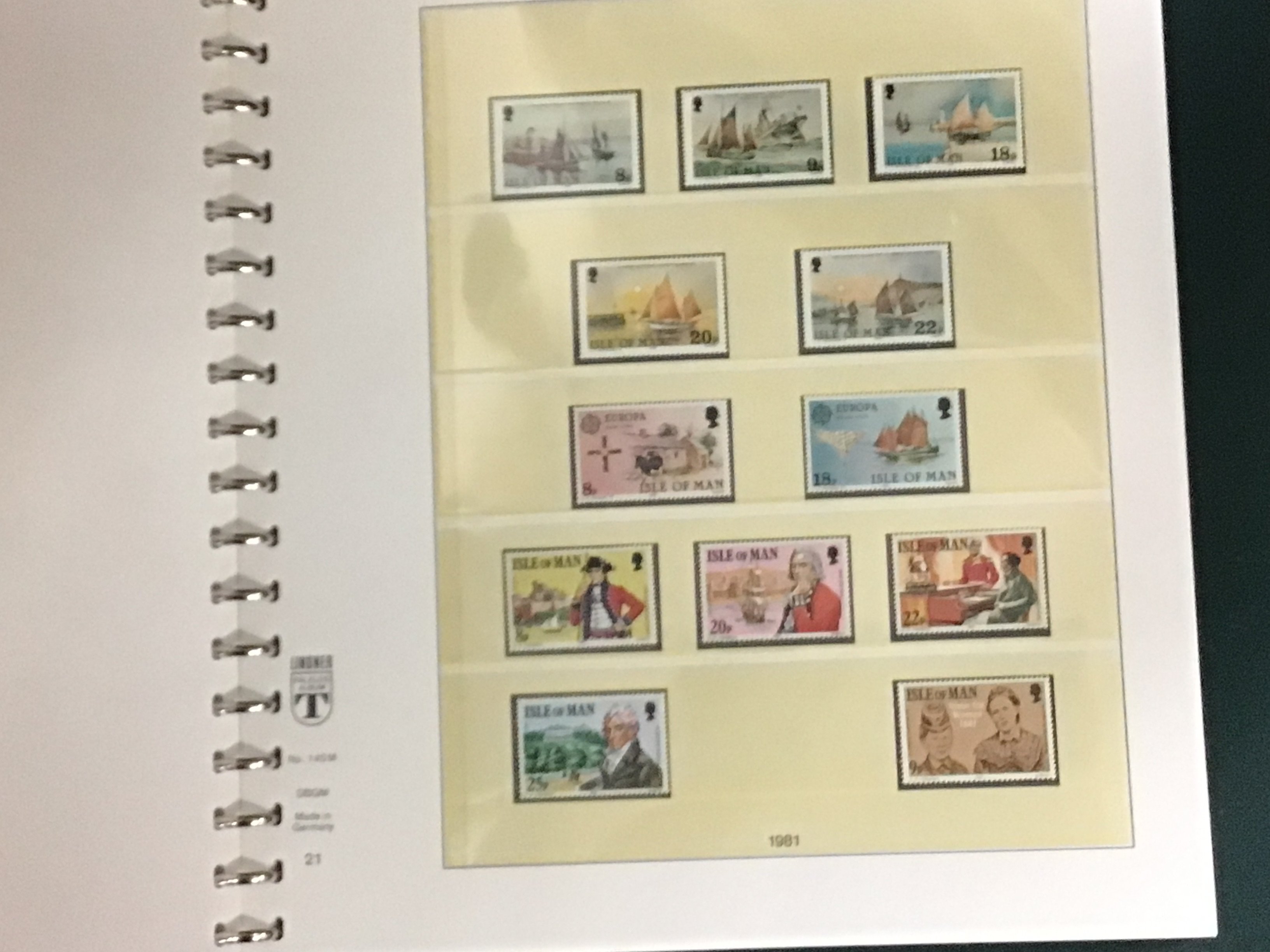 A box containing stamp albums. Including Many unused pictorial stamps Isle of Man Jersey Guernsey and others.- NO RESERVE