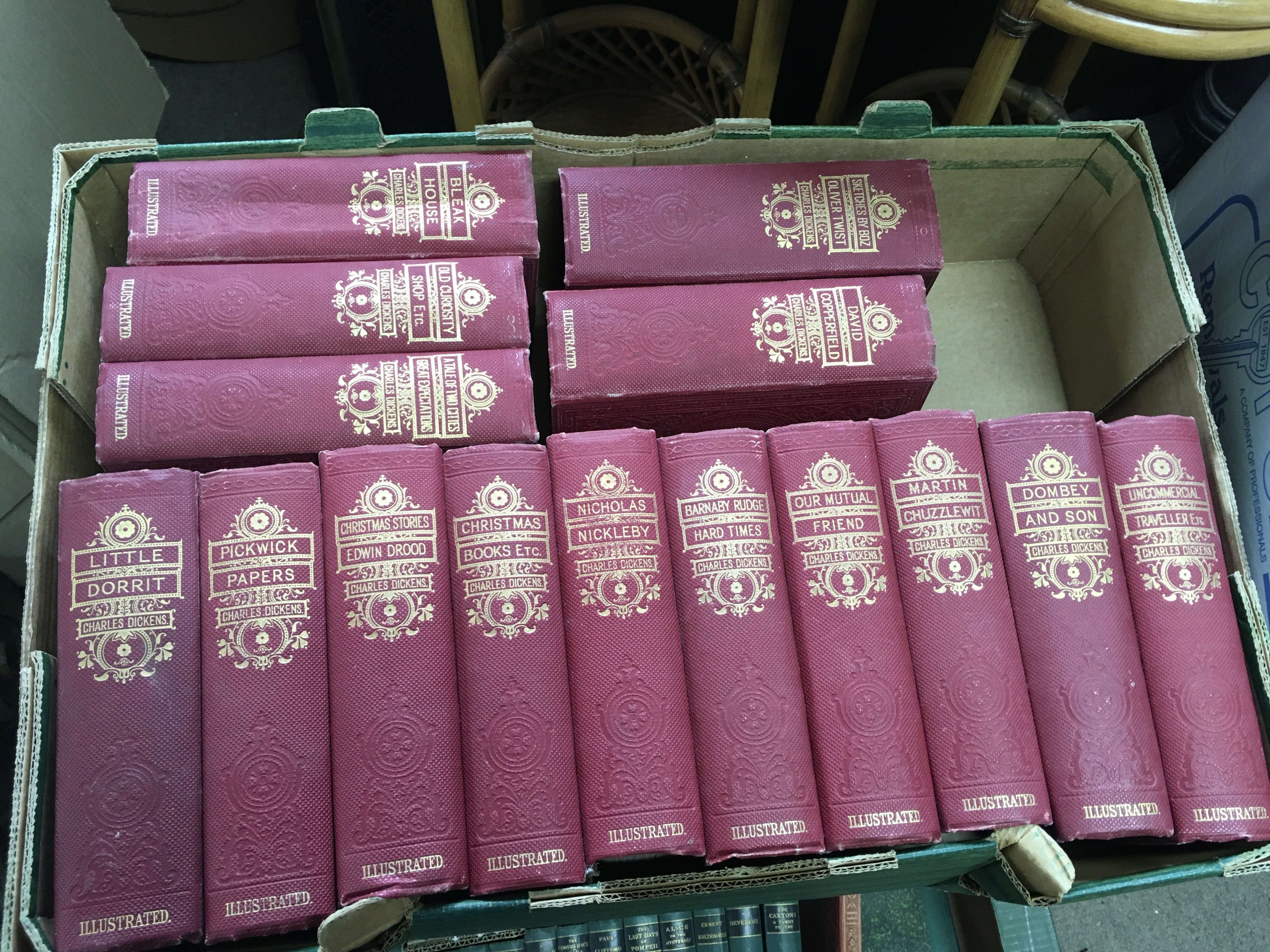 Two boxes of books including a short history of the world by H.G WELLS, the life of Samuel Johnson by James Boswell volumes ,Charles Dickens Waverley books , Folio society The life of Charlemagne etc. postage category C x2- NO RESERVE